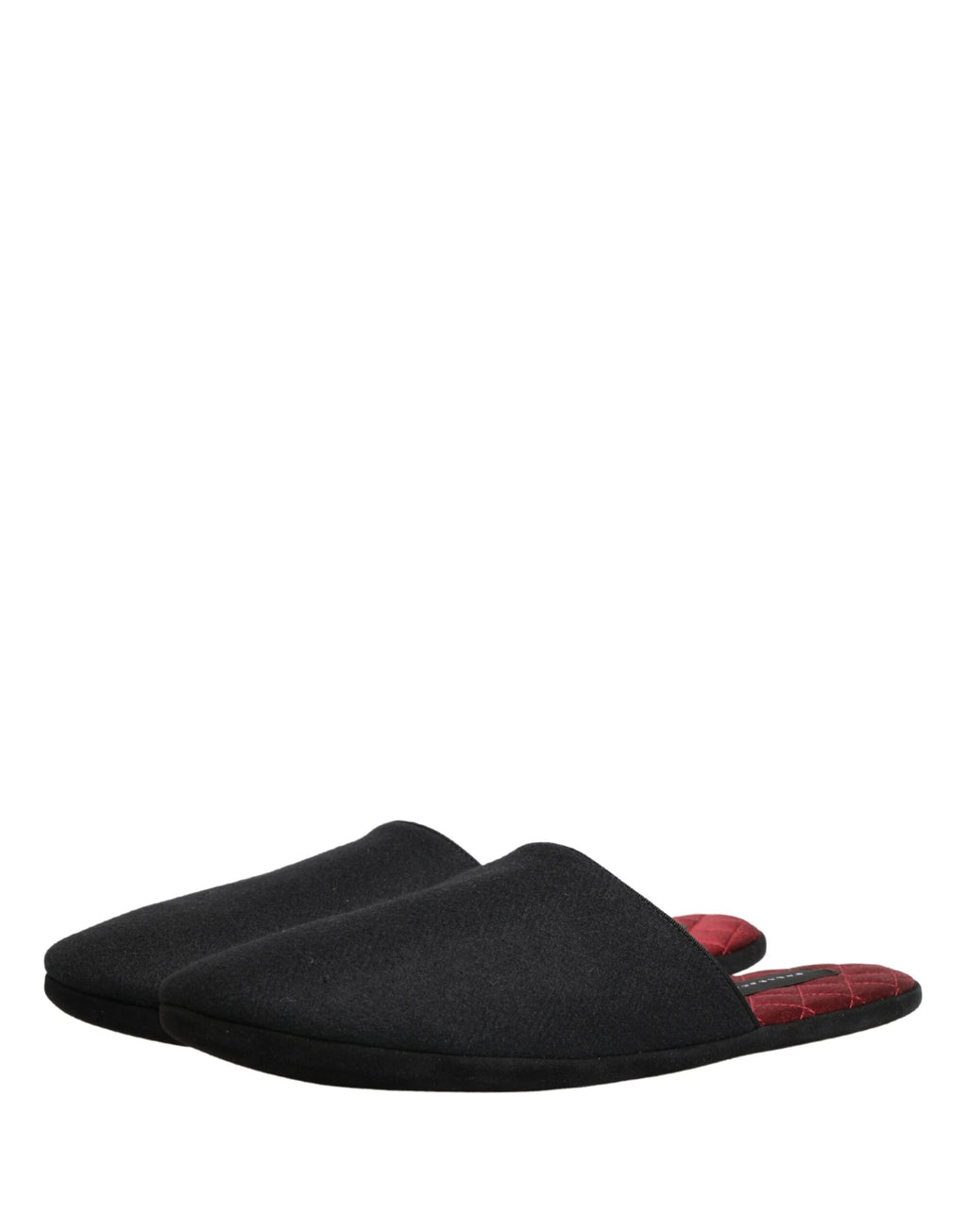 Dolce & Gabbana Black Wool Cashmere Red Quilted Slippers Shoes by Dolce & Gabbana