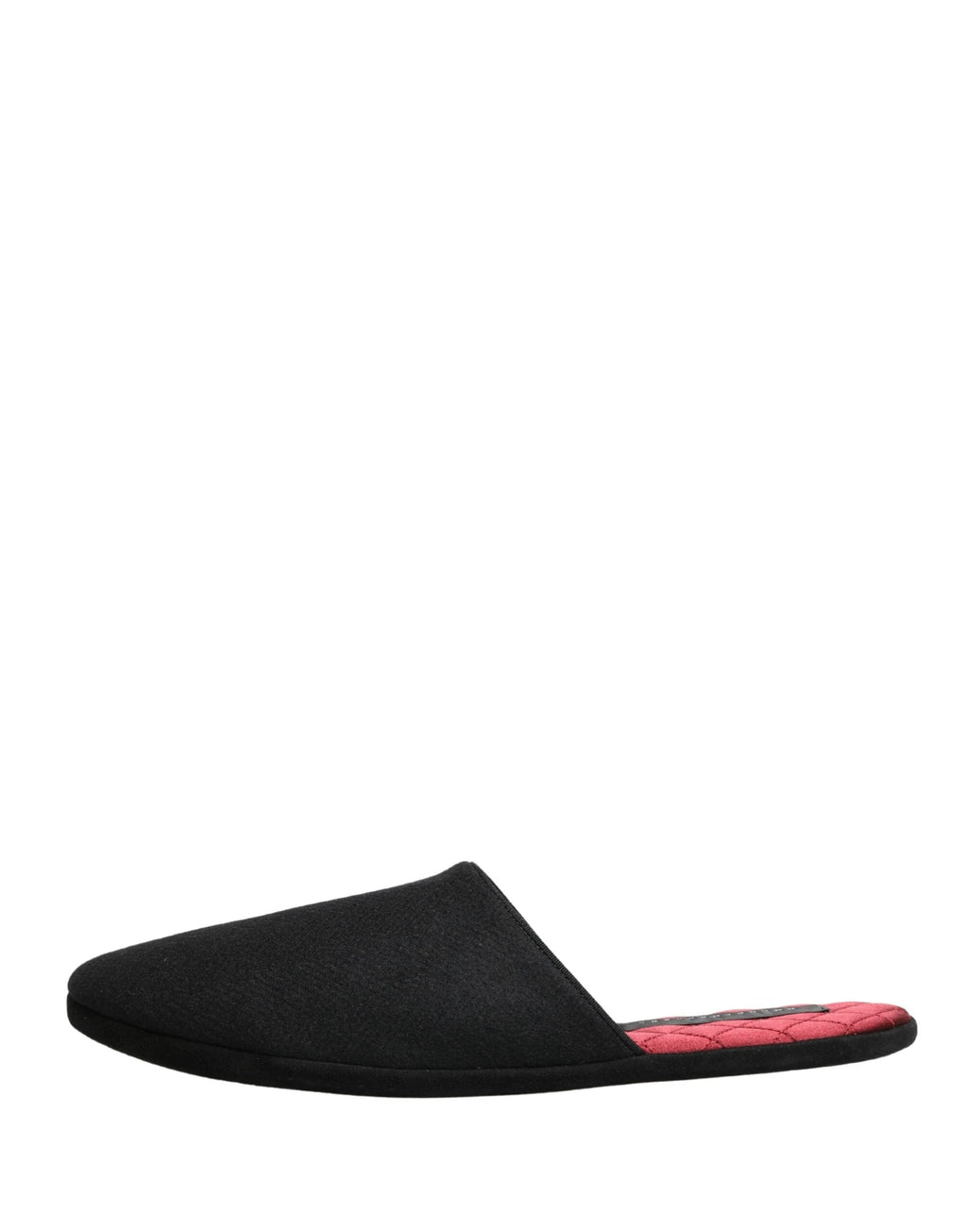 Dolce & Gabbana Black Wool Cashmere Red Quilted Slippers Shoes by Dolce & Gabbana