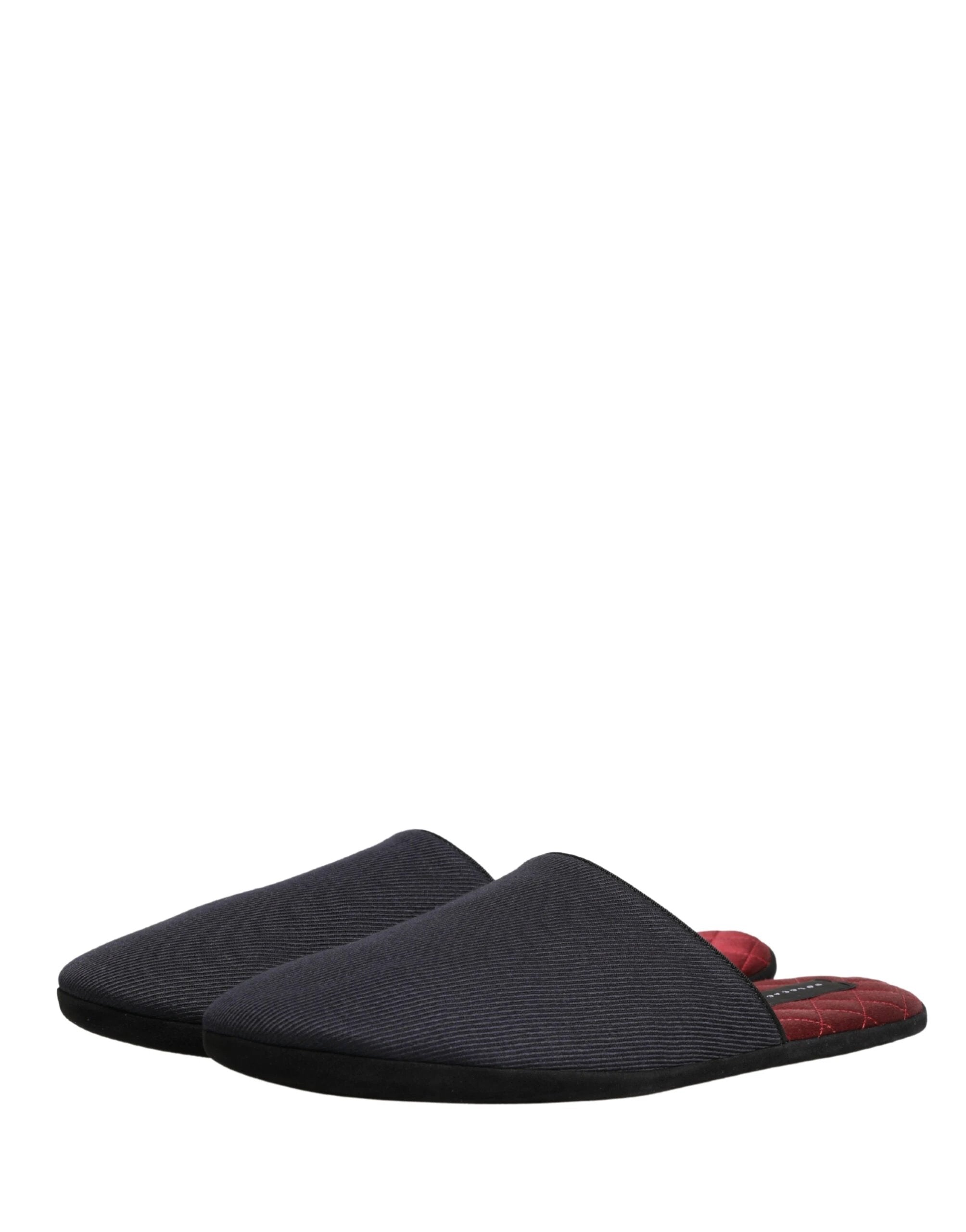Dolce & Gabbana Dark Navy Wool Cotton Red Chevron Slippers Shoes by Dolce & Gabbana