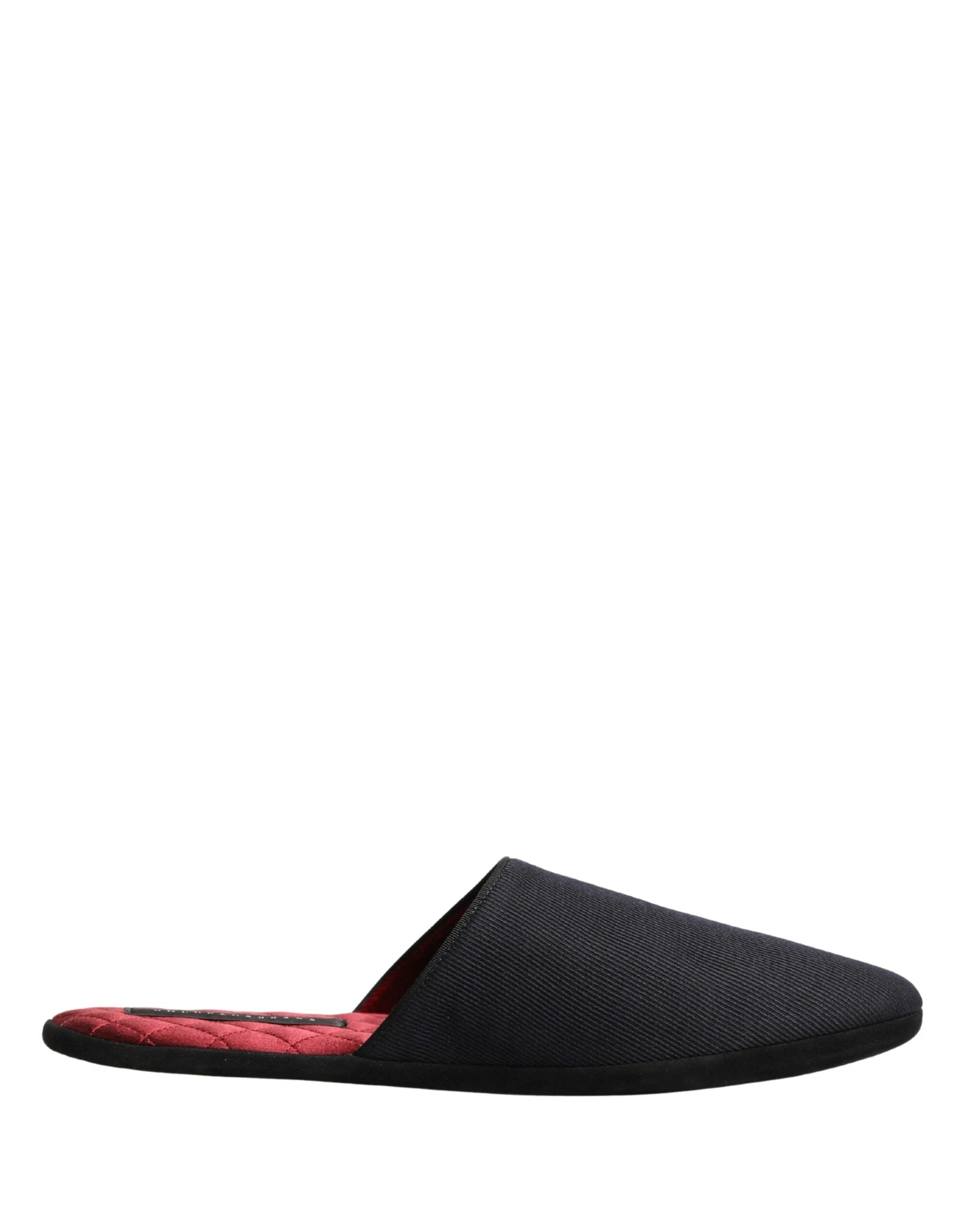 Dolce & Gabbana Dark Navy Wool Cotton Red Chevron Slippers Shoes by Dolce & Gabbana