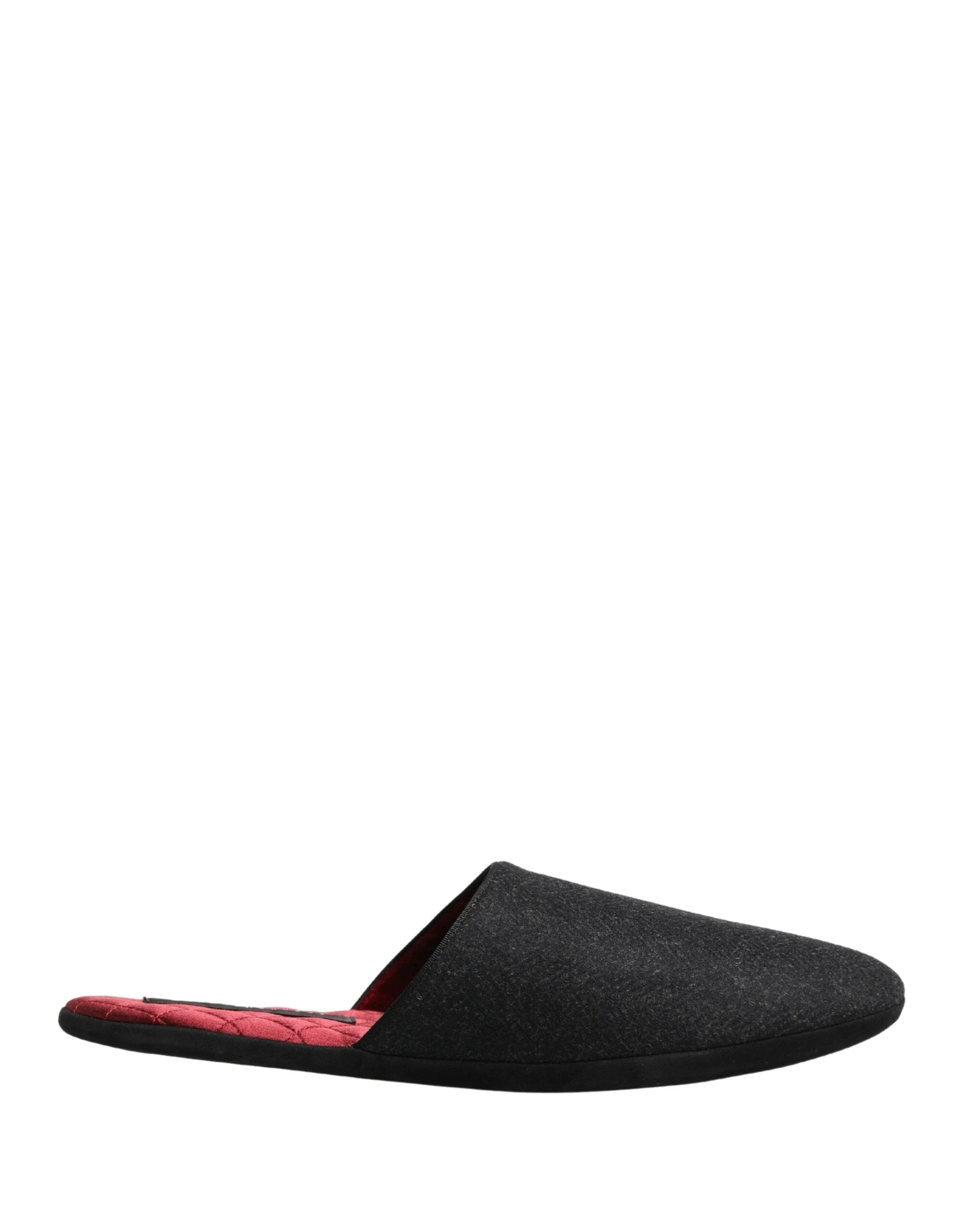 Dolce & Gabbana Anthracite Wool Cashmere Quilted Slippers Shoes by Dolce & Gabbana