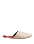 Dolce & Gabbana Beige Shetland Wool Red Quilted Slippers Shoes by Dolce & Gabbana