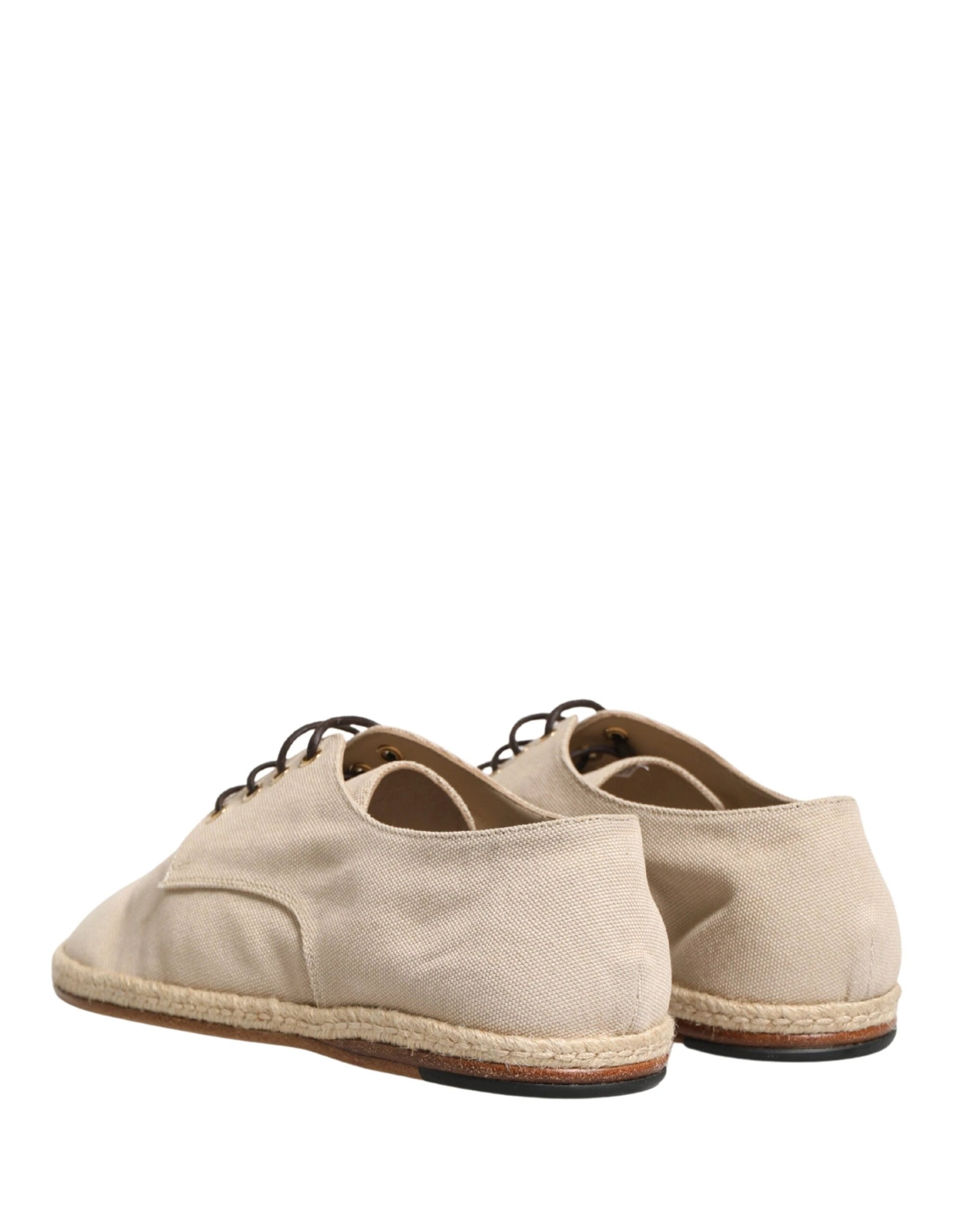 Dolce & Gabbana Beige Espadrille Sole Lace Up Canvas Derby Shoes by Dolce & Gabbana