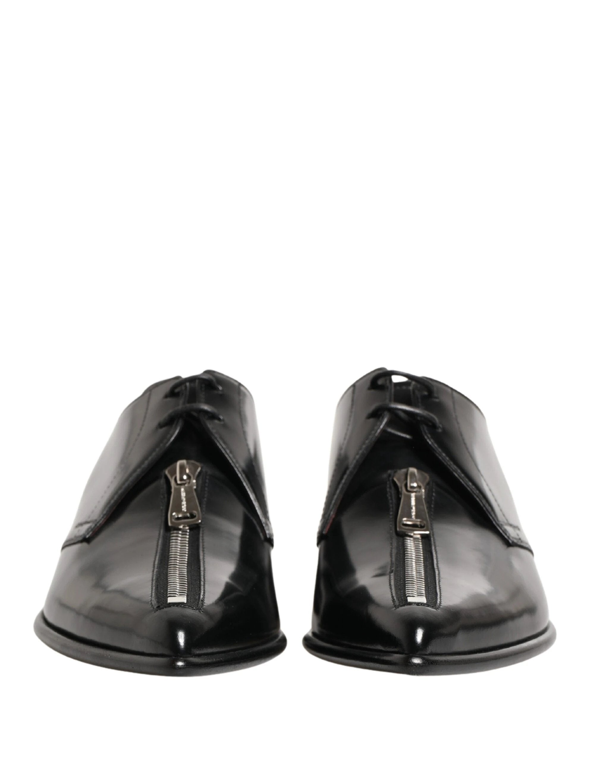 Dolce & Gabbana Men Black Lace-Up Leather Zip Dress Derby Shoes by Dolce & Gabbana
