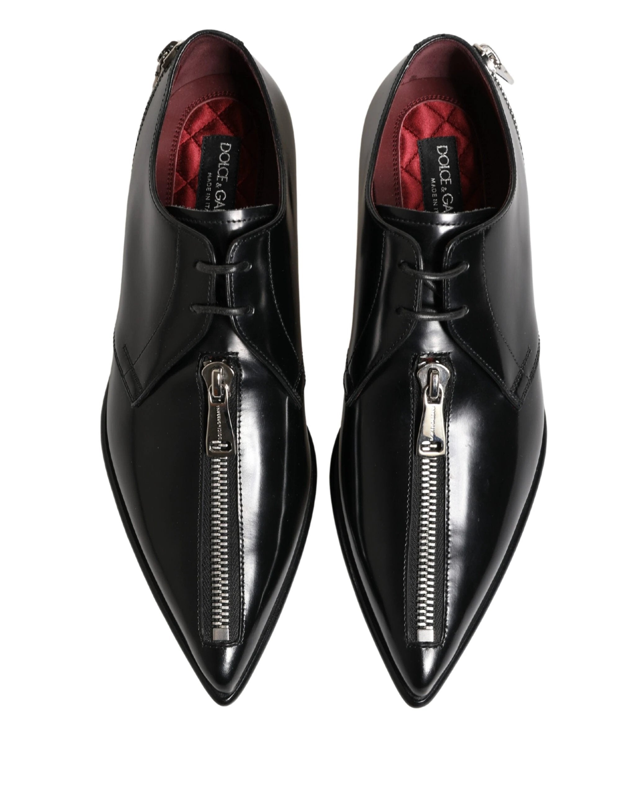 Dolce & Gabbana Men Black Lace-Up Leather Zip Dress Derby Shoes by Dolce & Gabbana