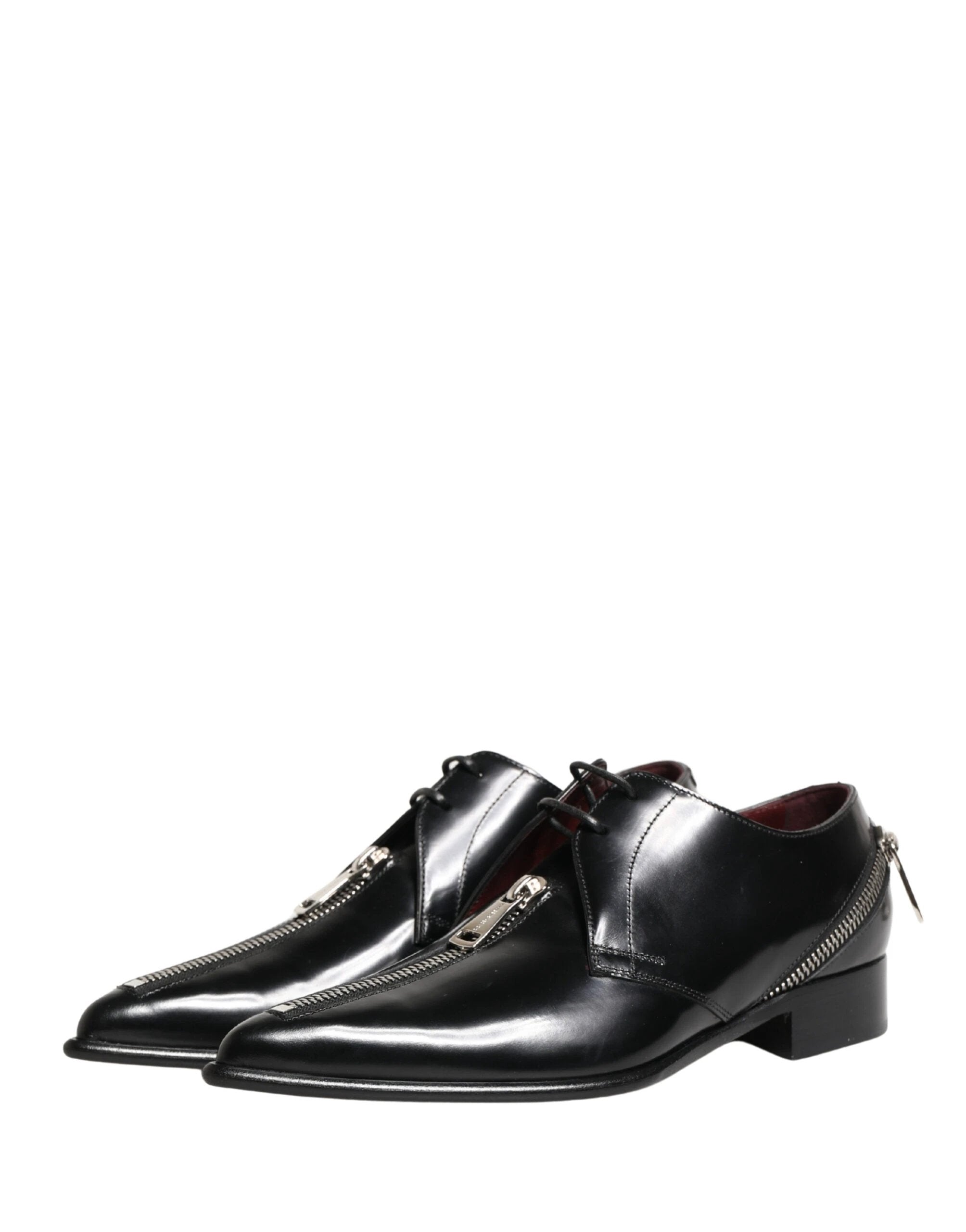 Dolce & Gabbana Men Black Lace-Up Leather Zip Dress Derby Shoes by Dolce & Gabbana