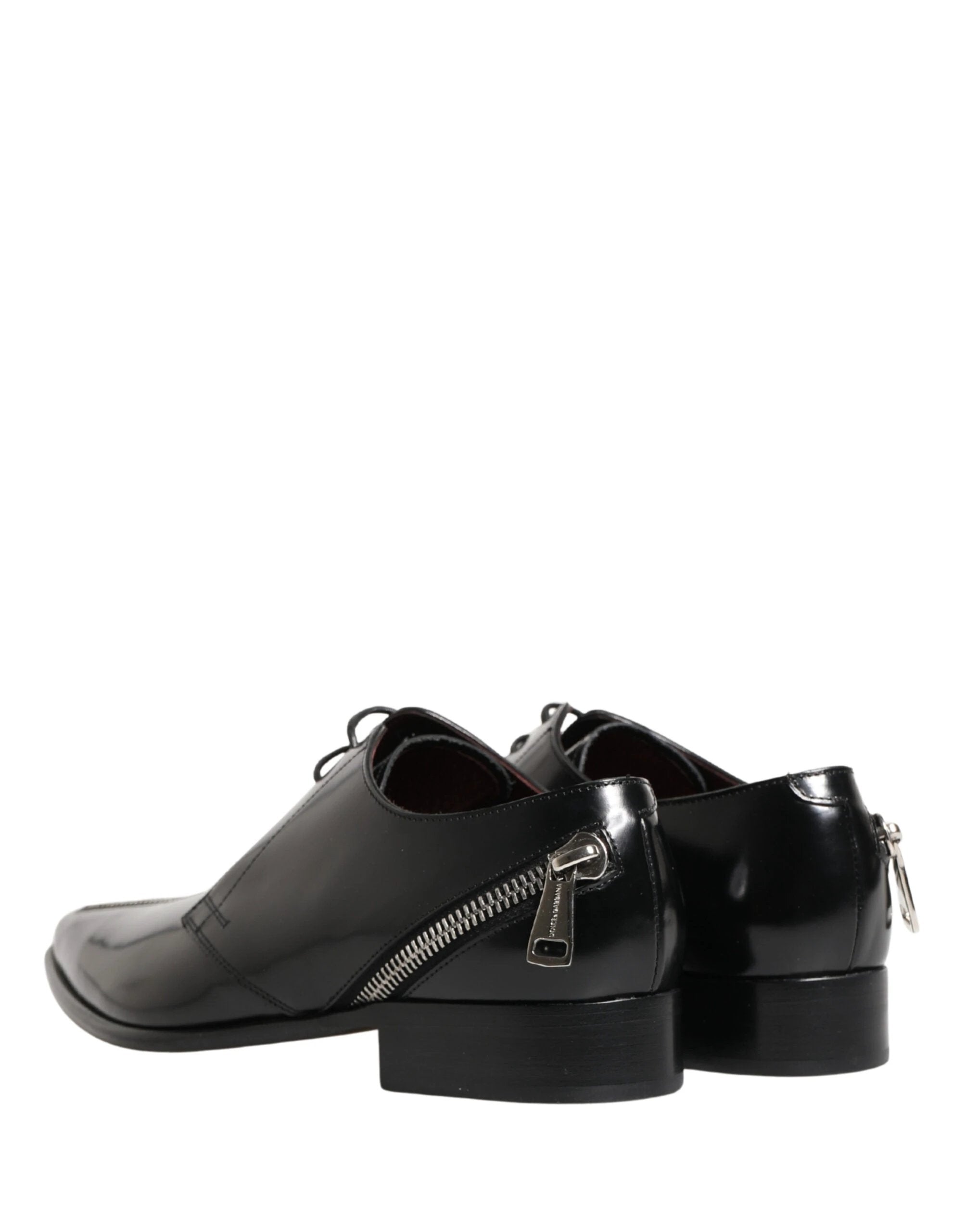 Dolce & Gabbana Men Black Lace-Up Leather Zip Dress Derby Shoes by Dolce & Gabbana