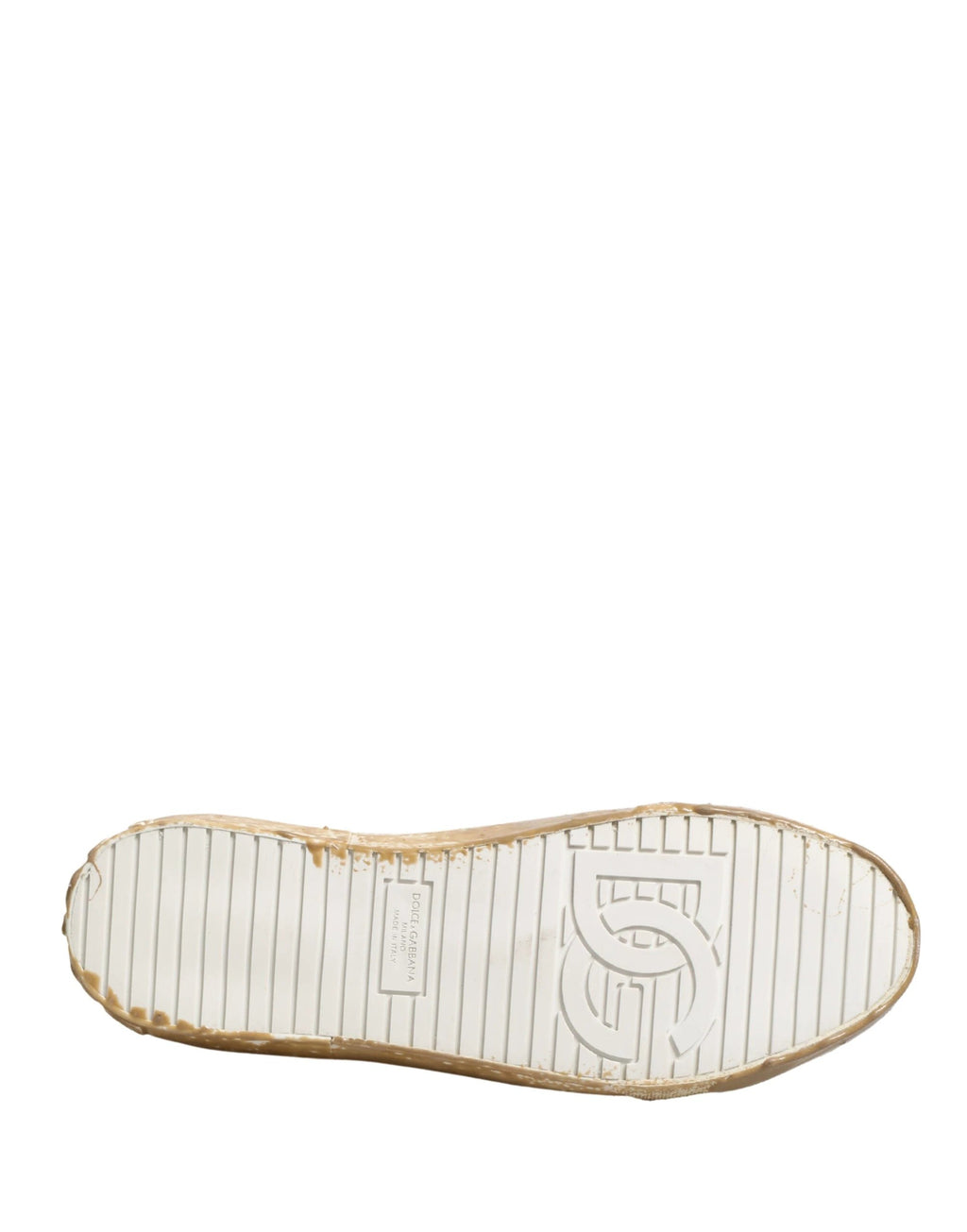 Dolce & Gabbana White Leather Paint Effect Low Top Sneakers Shoes by Dolce & Gabbana