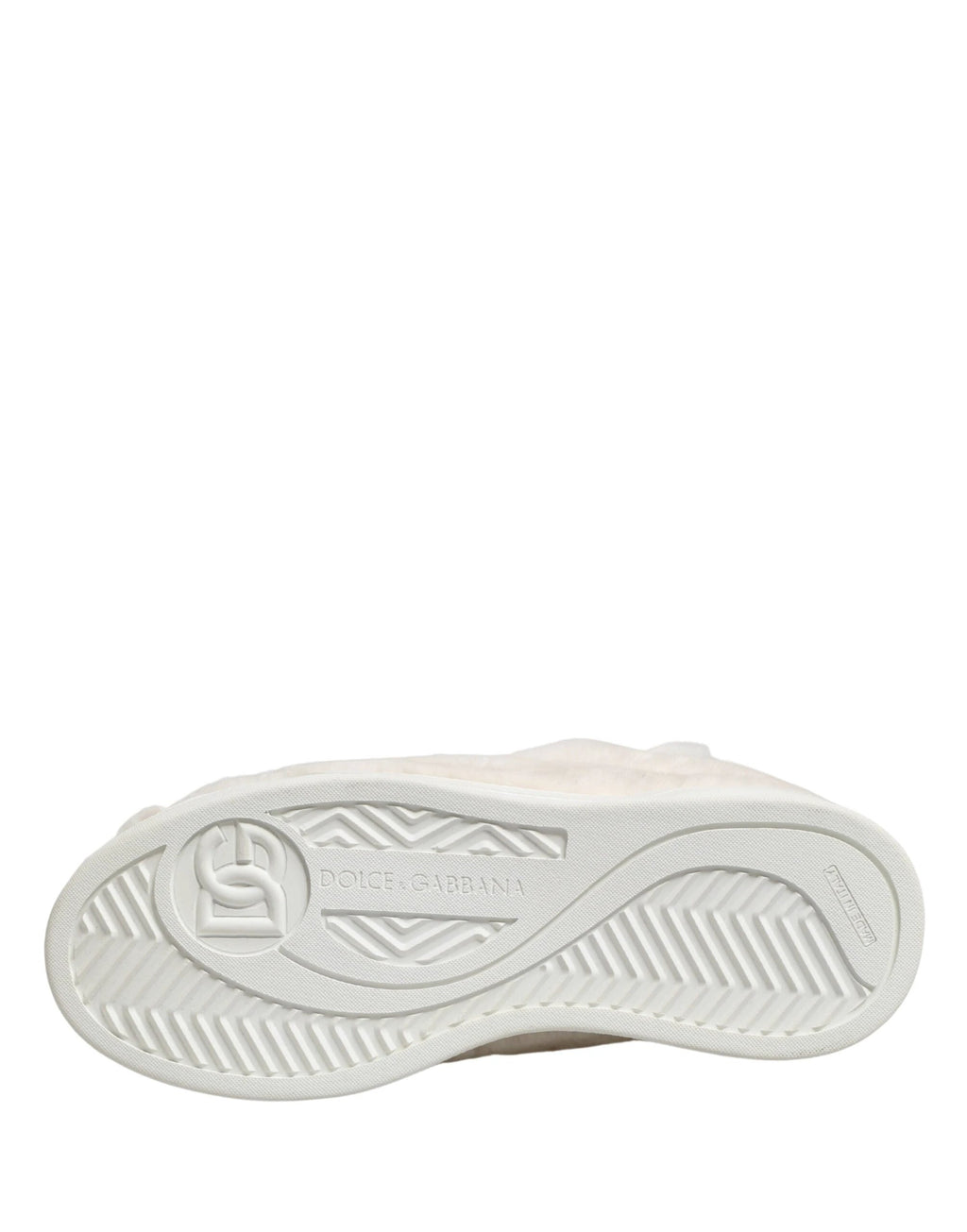 Dolce & Gabbana White Shearling Fur Bianco Low Top Sneakers Shoes by Dolce & Gabbana