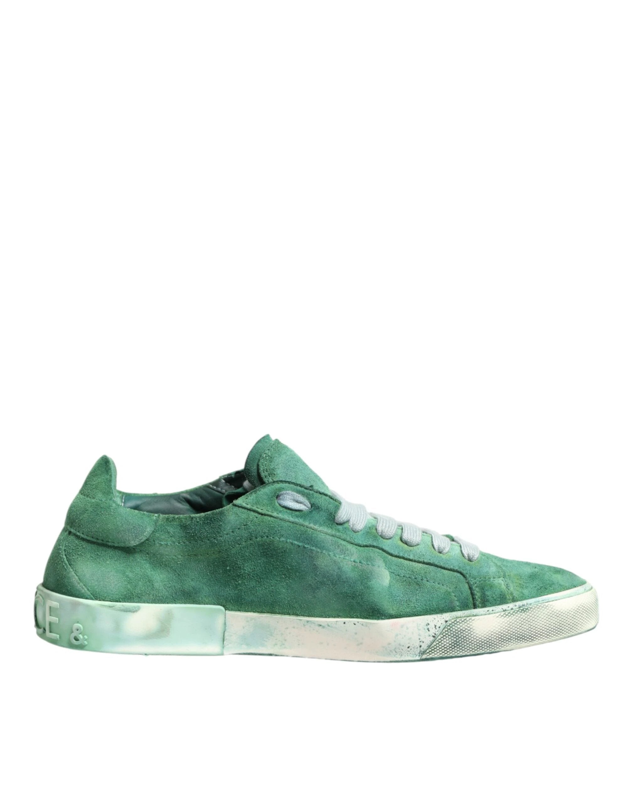Dolce & Gabbana Green Suade DG Logo Sole Low Top Sneakers Shoes by Dolce & Gabbana