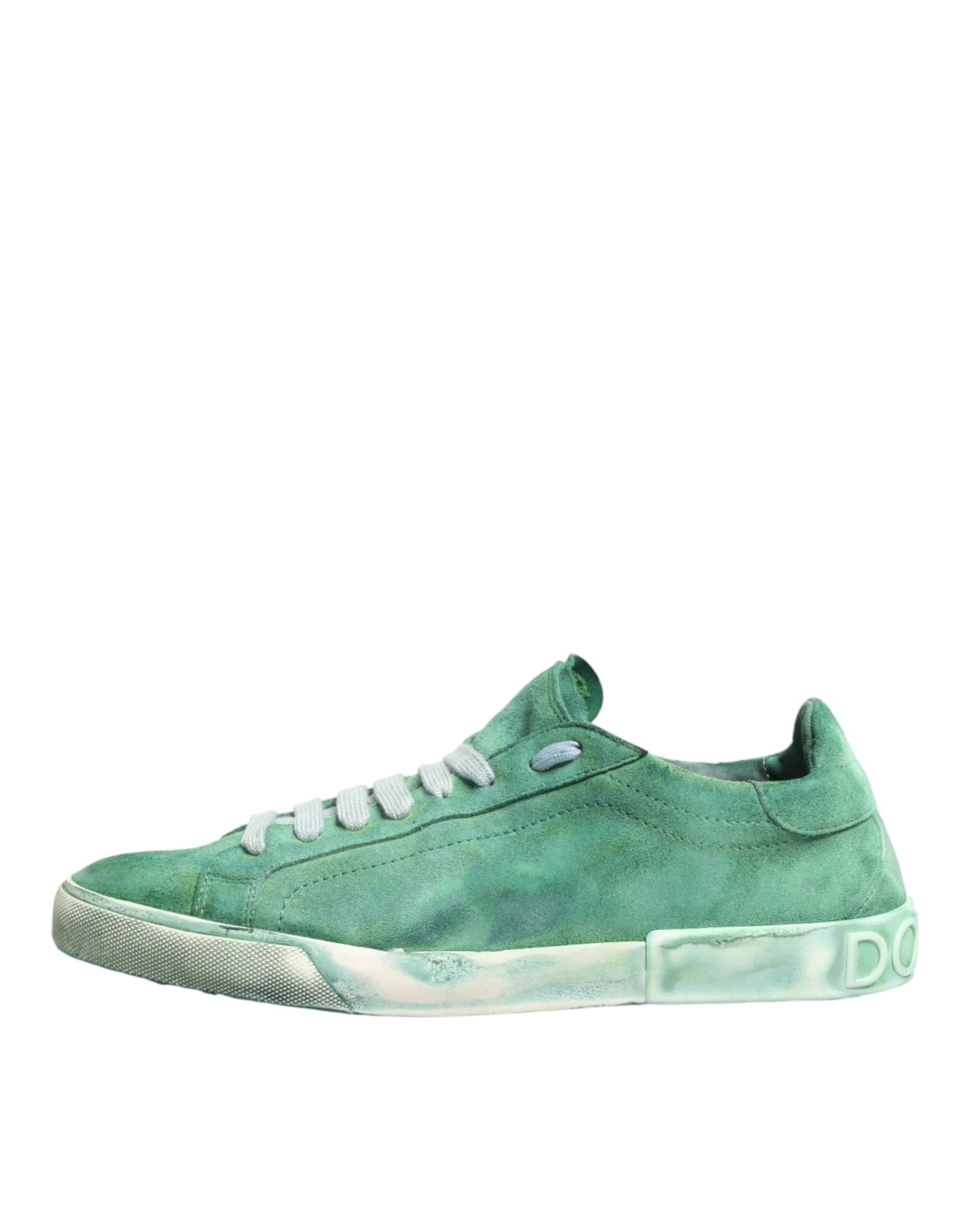 Dolce & Gabbana Green Suade DG Logo Sole Low Top Sneakers Shoes by Dolce & Gabbana