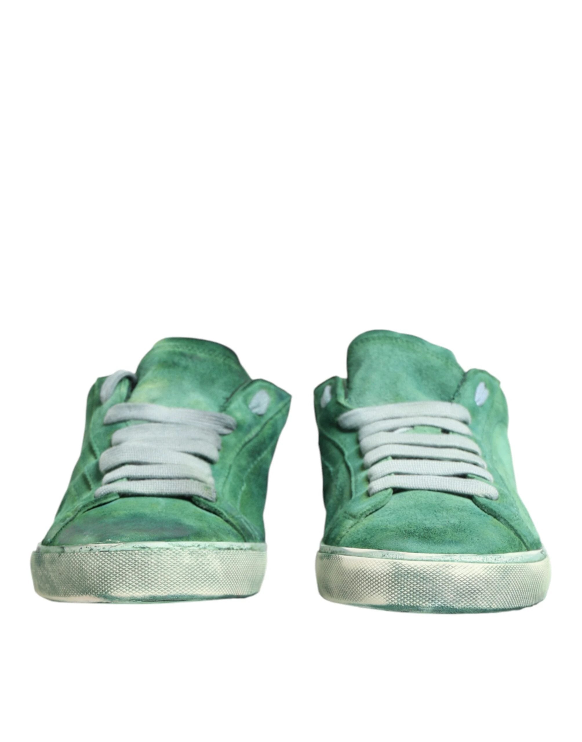Dolce & Gabbana Green Suade DG Logo Sole Low Top Sneakers Shoes by Dolce & Gabbana