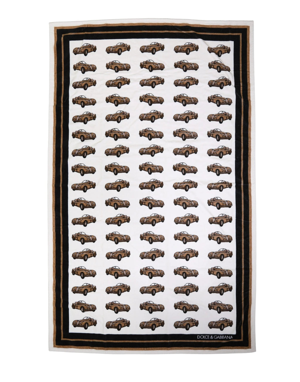 Dolce & Gabbana Towel White Cotton Car Graphic Print 115cm x 180cm Beach by Dolce & Gabbana