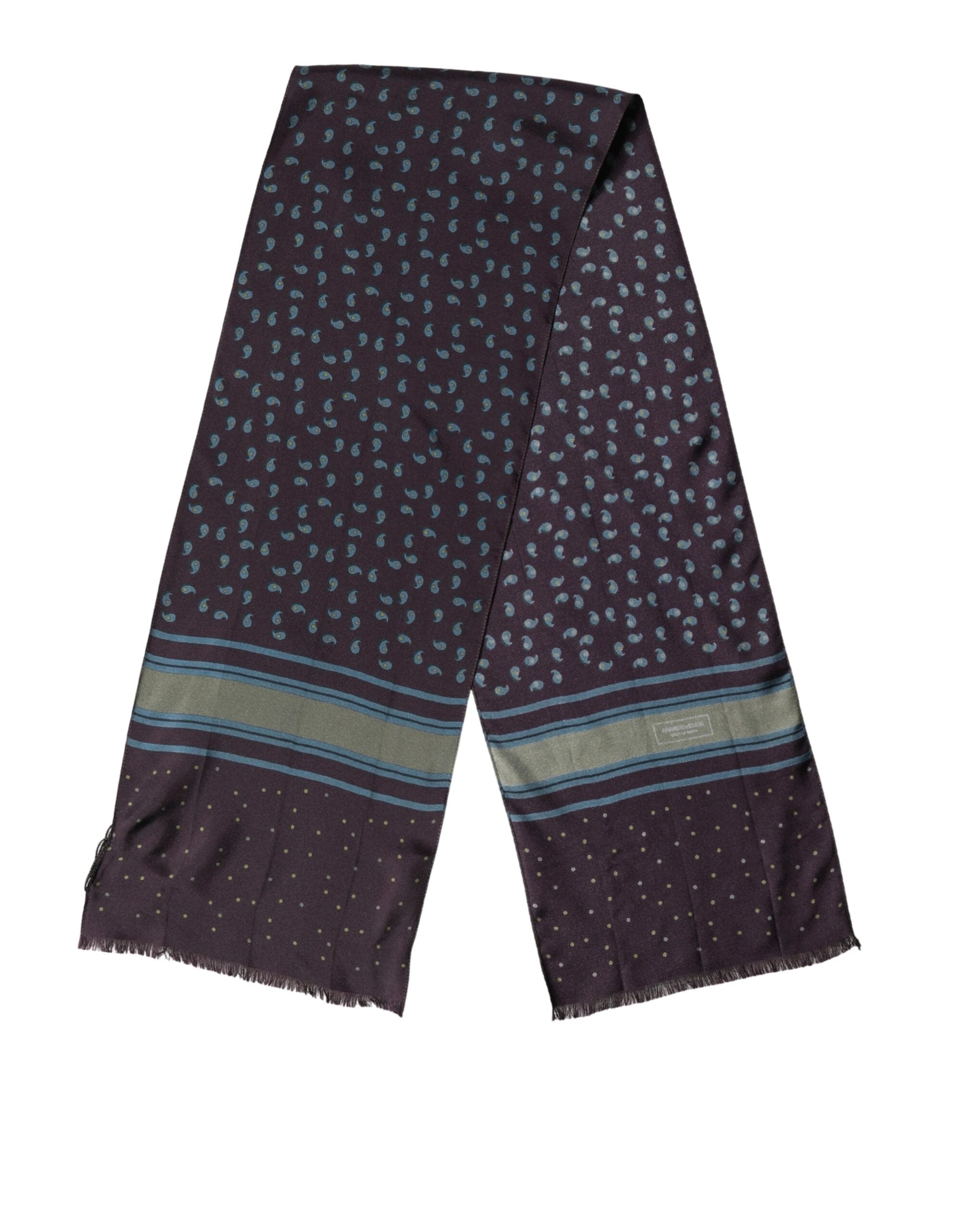 Dolce & Gabbana Men Scarf Maroon Patterned Silk Neck Foulard 132cm x 33cm by Dolce & Gabbana