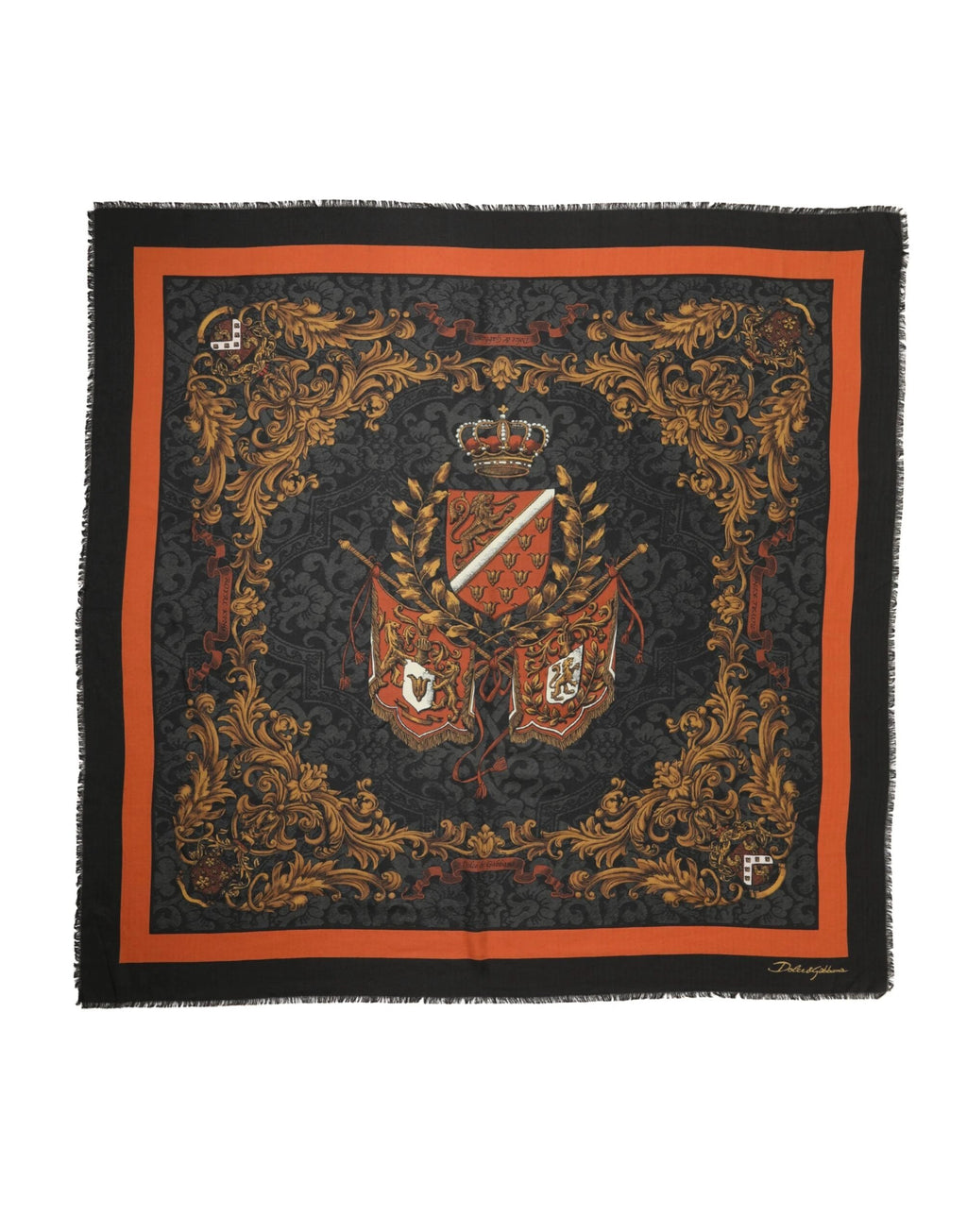 Dolce & Gabbana Multicolor Crest Print Cashmere 272cm x 132cm Men Scarf by Dolce & Gabbana
