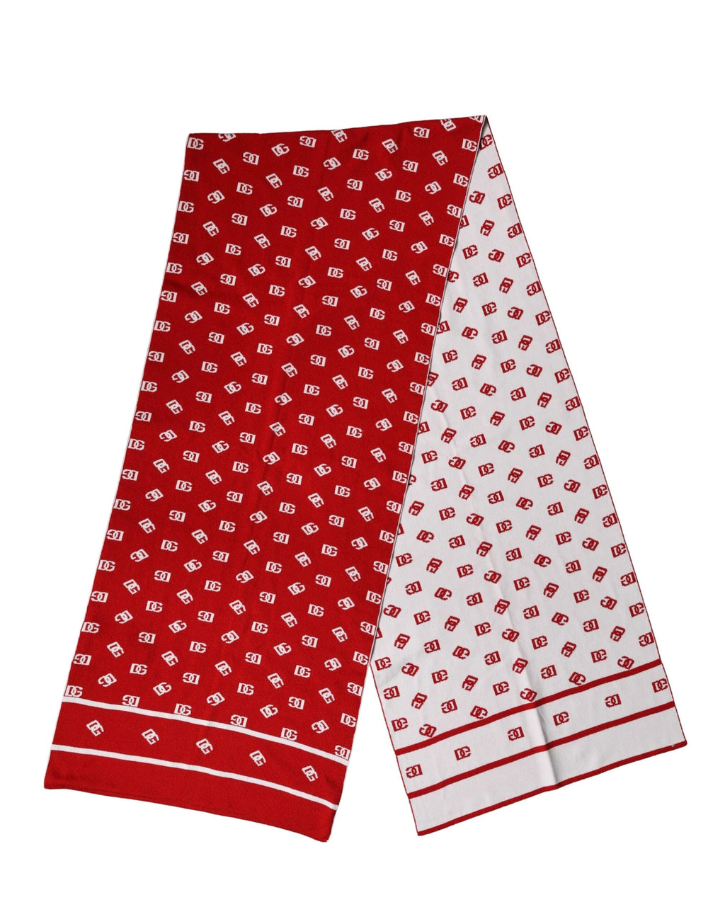 Dolce & Gabbana Red White Logo Print Foulard 201cm x 40.5cm Men Scarf by Dolce & Gabbana