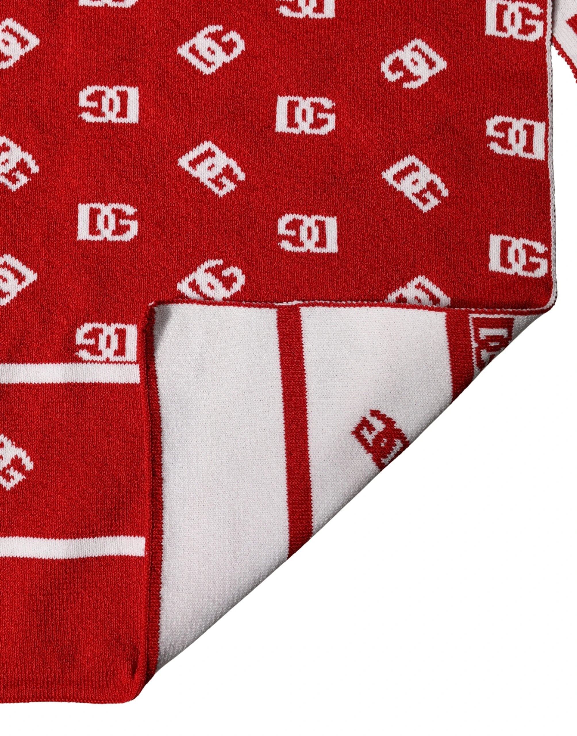 Dolce & Gabbana Red White Logo Print Foulard 201cm x 40.5cm Men Scarf by Dolce & Gabbana