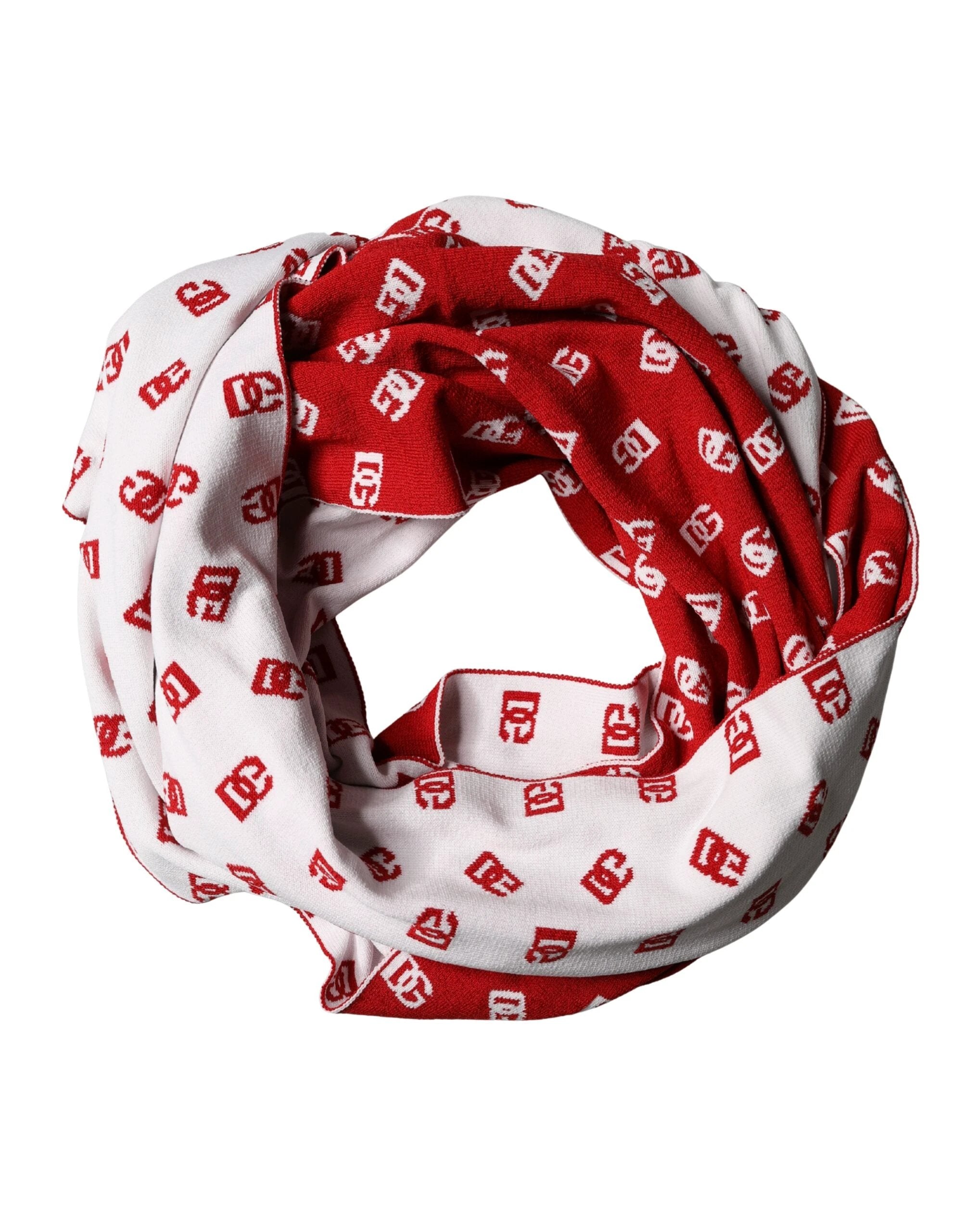 Dolce & Gabbana Red White Logo Print Foulard 201cm x 40.5cm Men Scarf by Dolce & Gabbana