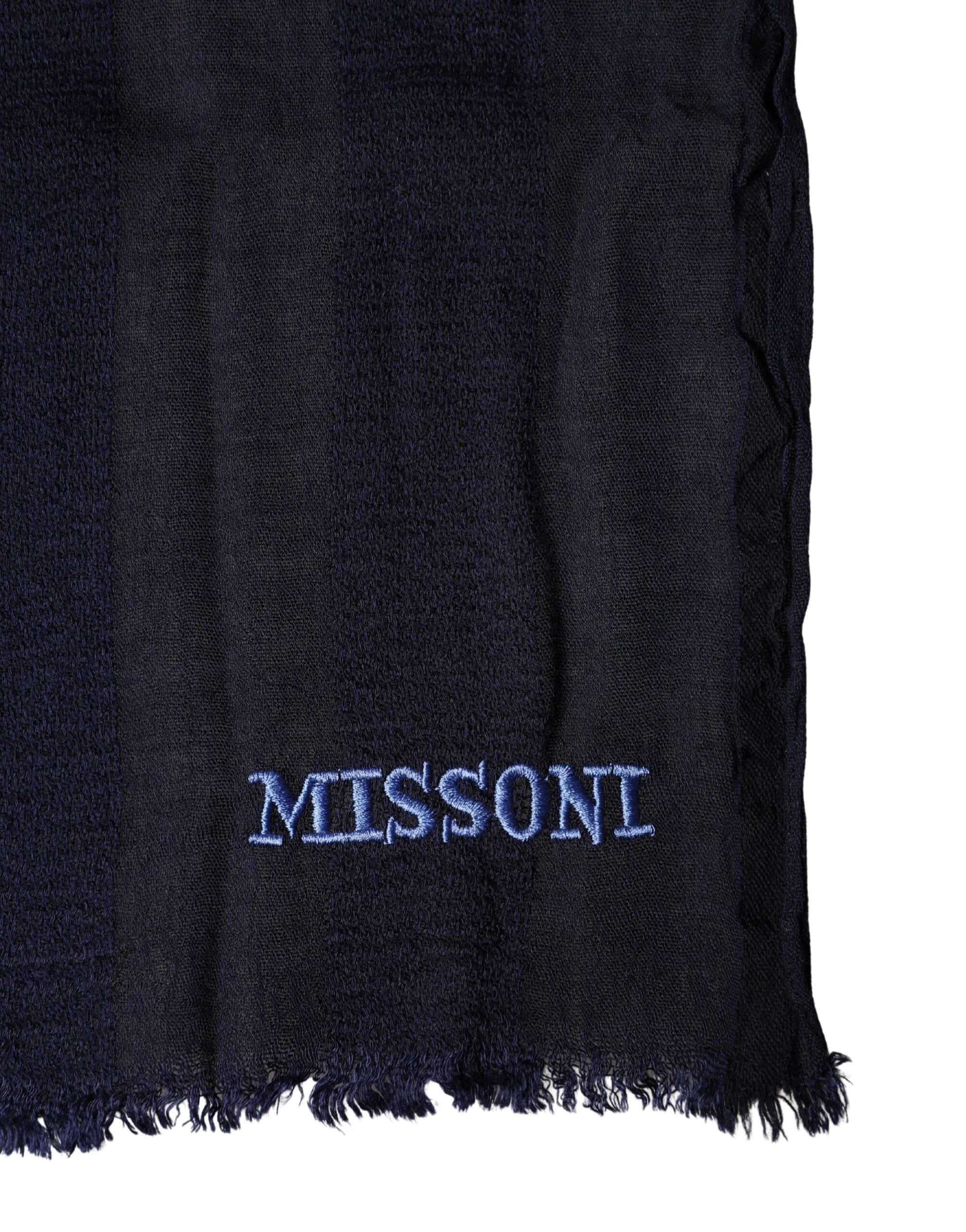 Dolce & Gabbana Dark Blue Wool Knit Unisex Wrap Fringe Shawl 170cm x 60cm Scarf by Dolce & Gabbana
