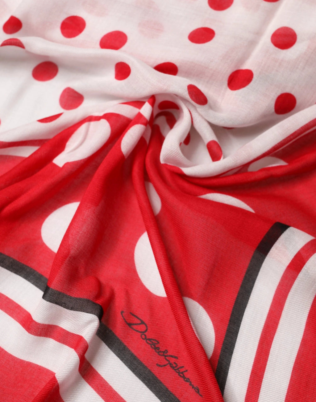 Dolce & Gabbana Red Polka Dot Print Square Stole 130cm x 130cm Scarf by Dolce & Gabbana