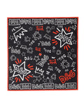 Foulard Dolce &amp; Gabbana noir, blanc et rouge, motif couronne DG, en coton, 47 cm x 46 cm
