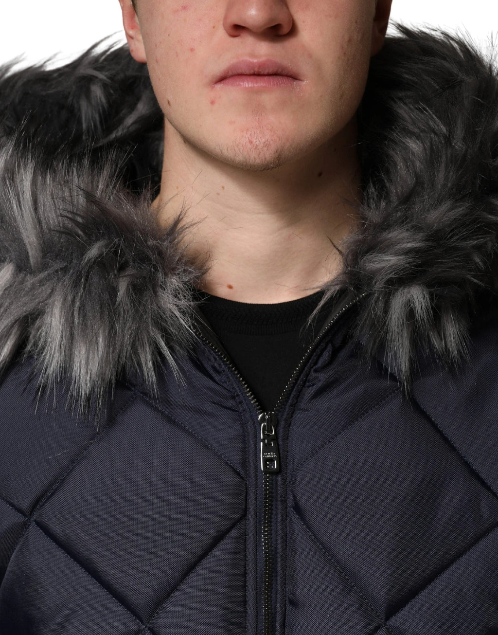 Dolce &amp; Gabbana Veste à capuche matelassée en fourrure de mouton retournée noire