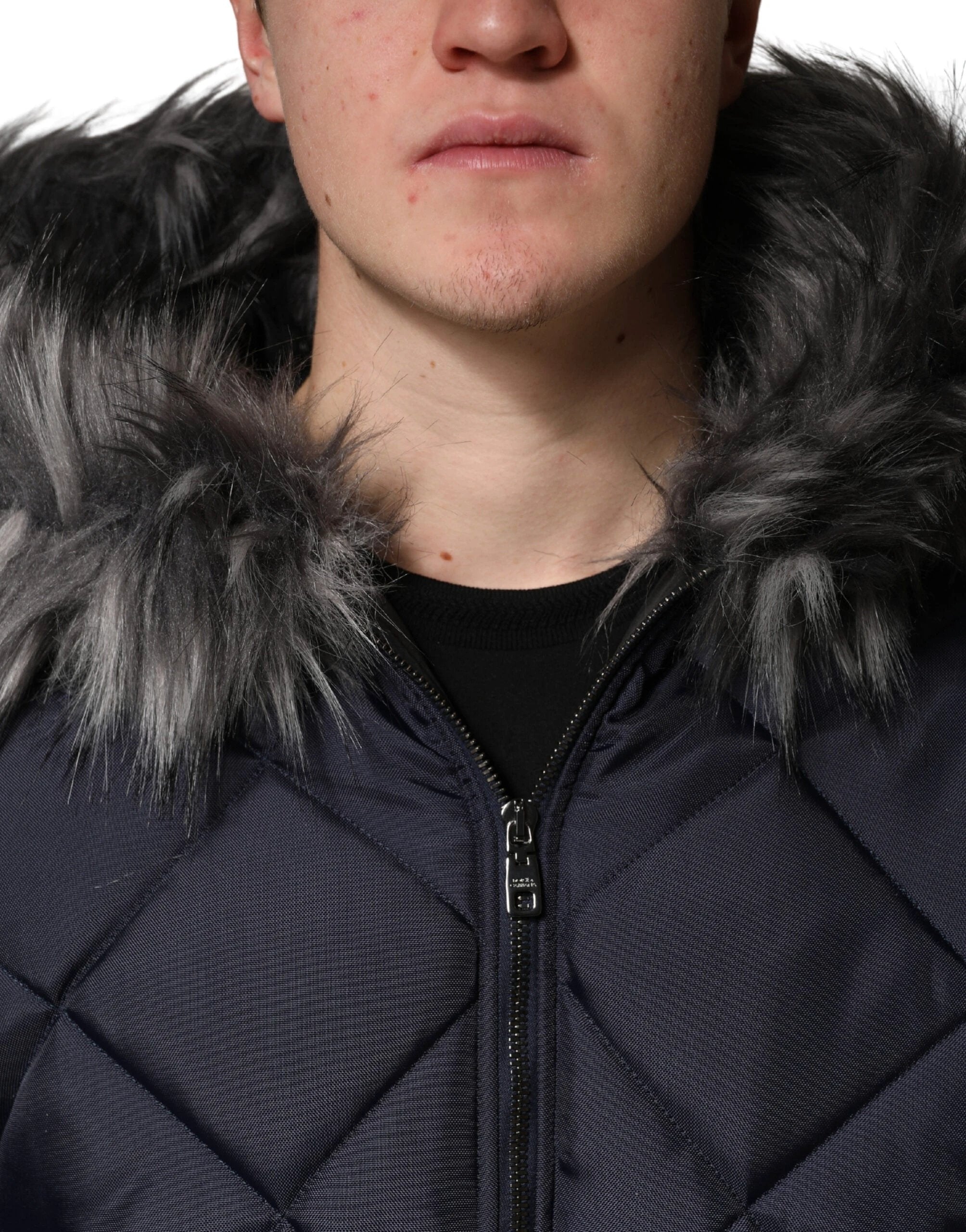 Dolce &amp; Gabbana Veste à capuche matelassée en fourrure de mouton retournée noire