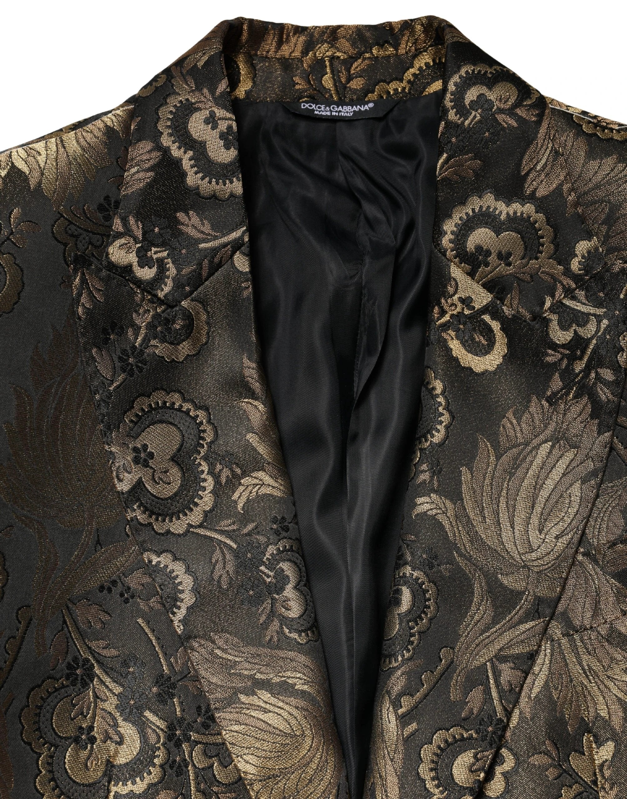 Blazer de smoking Dolce &amp; Gabbana en jacquard doré à simple boutonnage