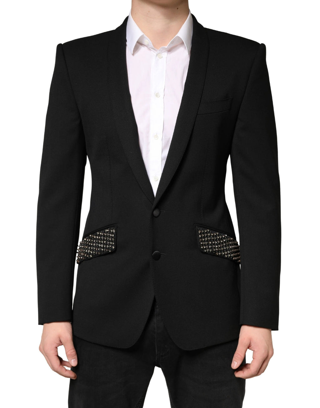 Blazer Dolce &amp; Gabbana noir orné, à simple boutonnage
