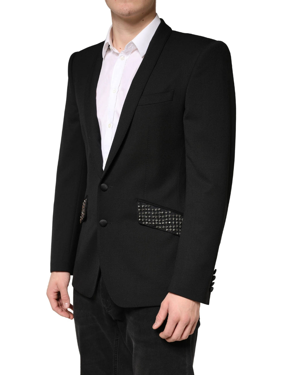 Blazer Dolce &amp; Gabbana noir orné, à simple boutonnage