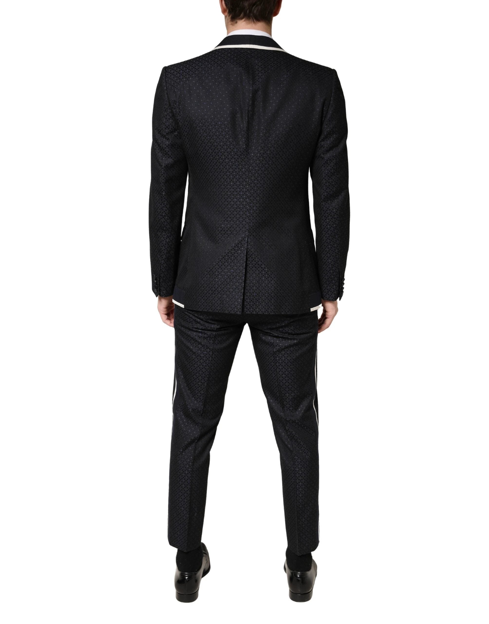 Dolce & Gabbana Black White Single Breasted SICILIA Men 3 Piece Suit