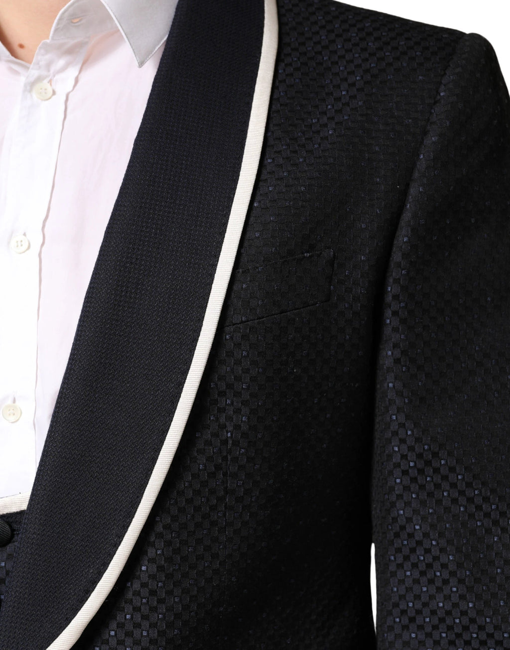 Costume trois pièces Dolce &amp; Gabbana SICILIA noir et blanc à simple boutonnage pour homme
