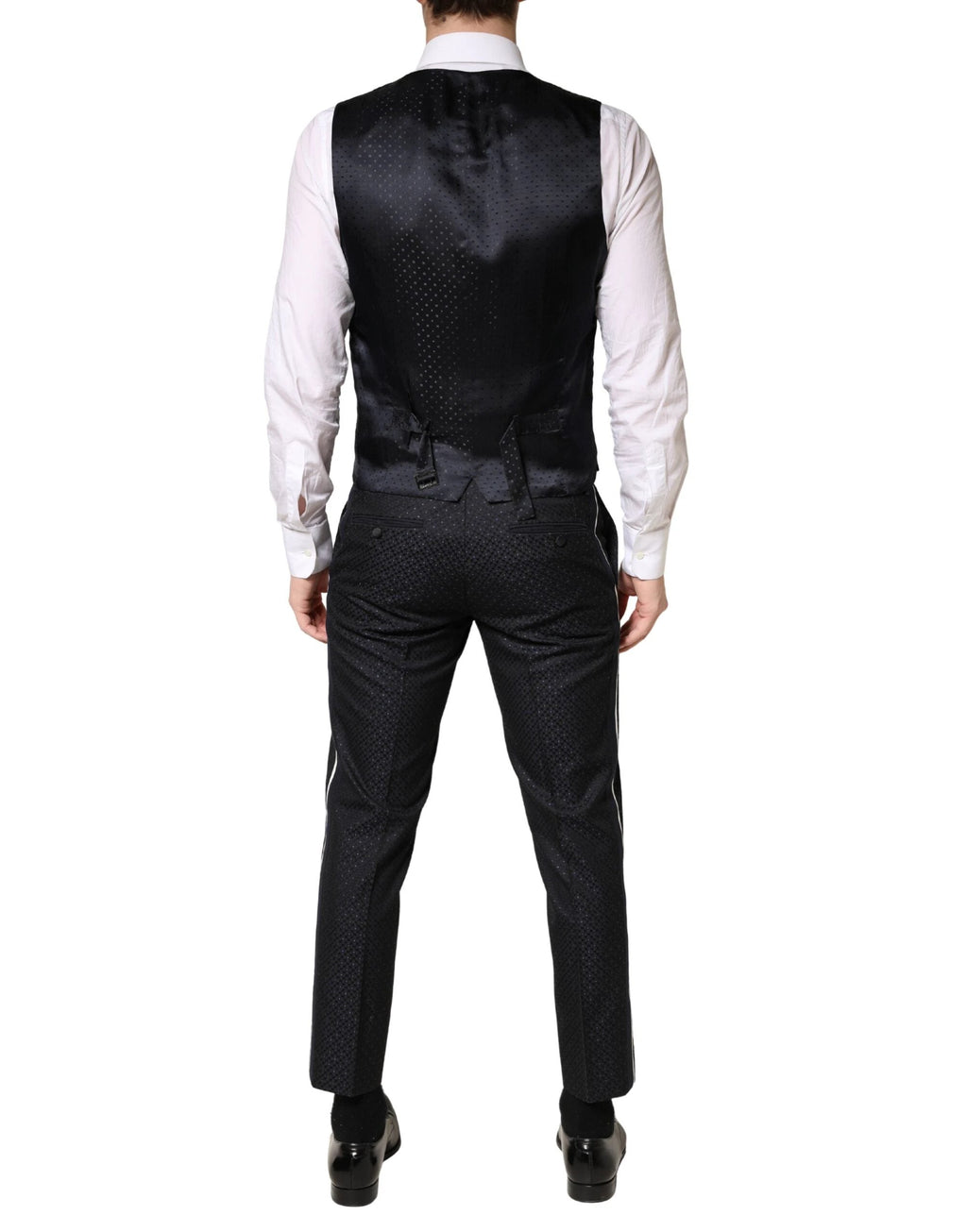 Costume trois pièces Dolce &amp; Gabbana SICILIA noir et blanc à simple boutonnage pour homme