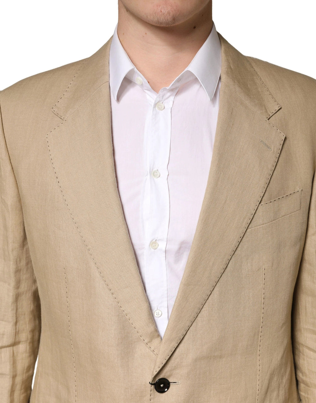 Dolce &amp; Gabbana Beige TAORMINA Costume deux pièces habillé à simple boutonnage