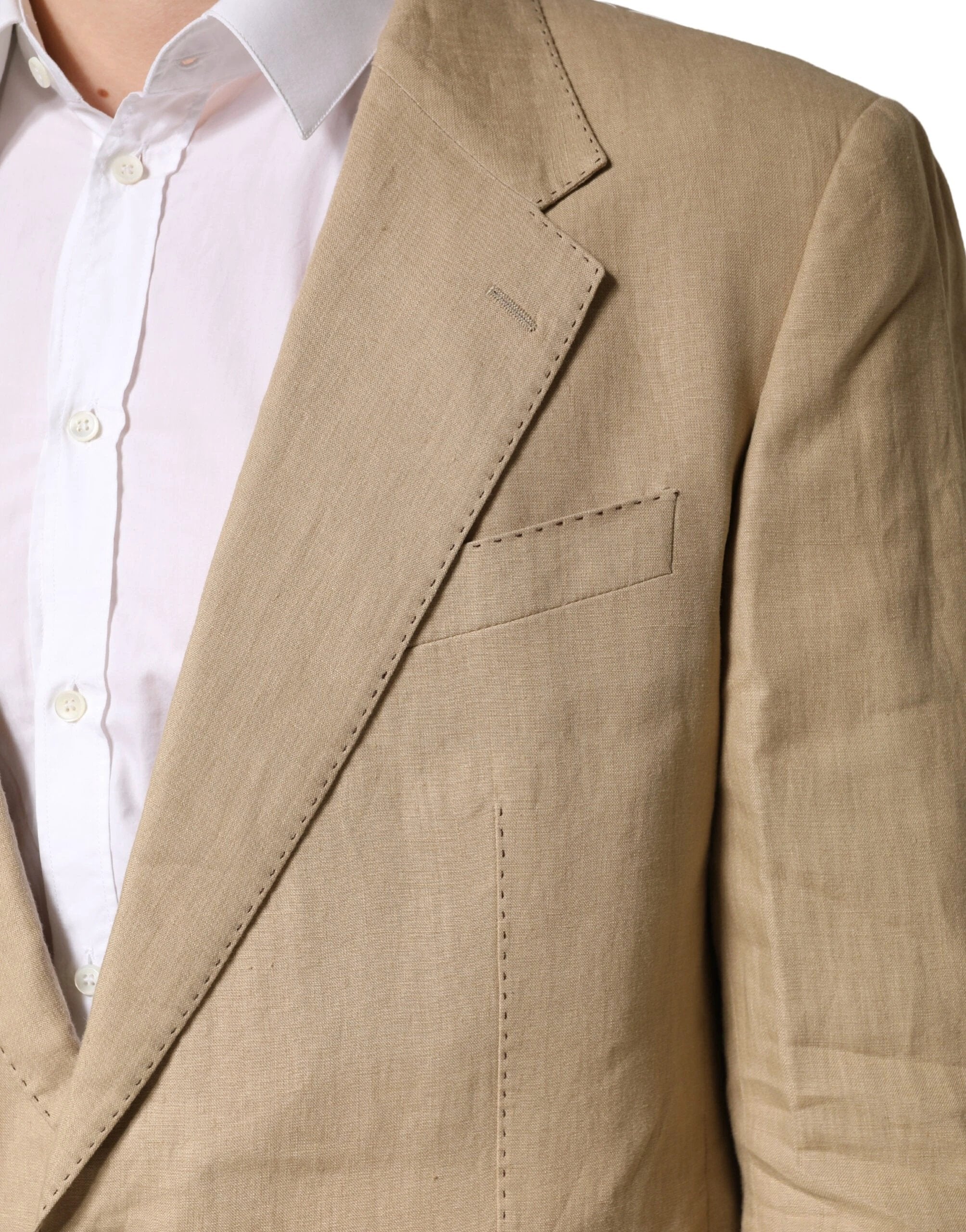 Dolce &amp; Gabbana Beige TAORMINA Costume deux pièces habillé à simple boutonnage