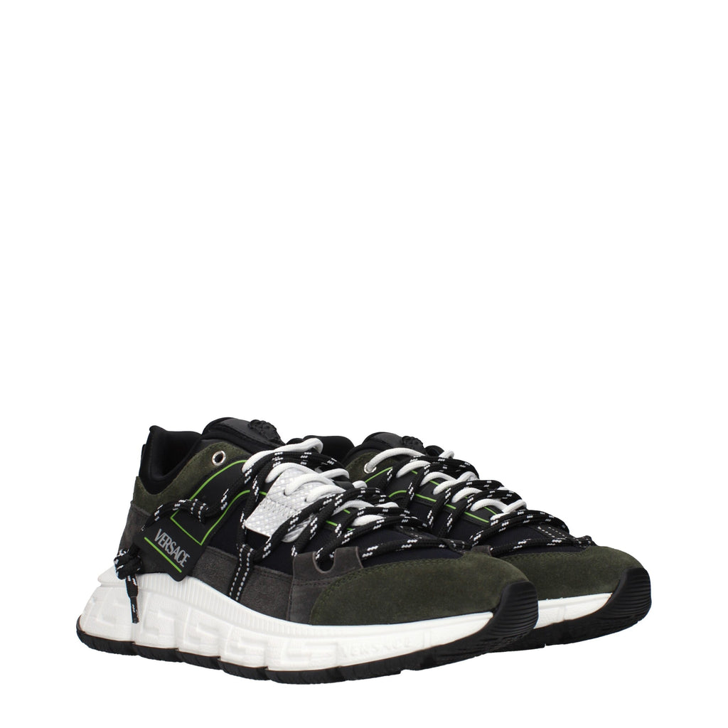 Versace Gray Leather Sneakers