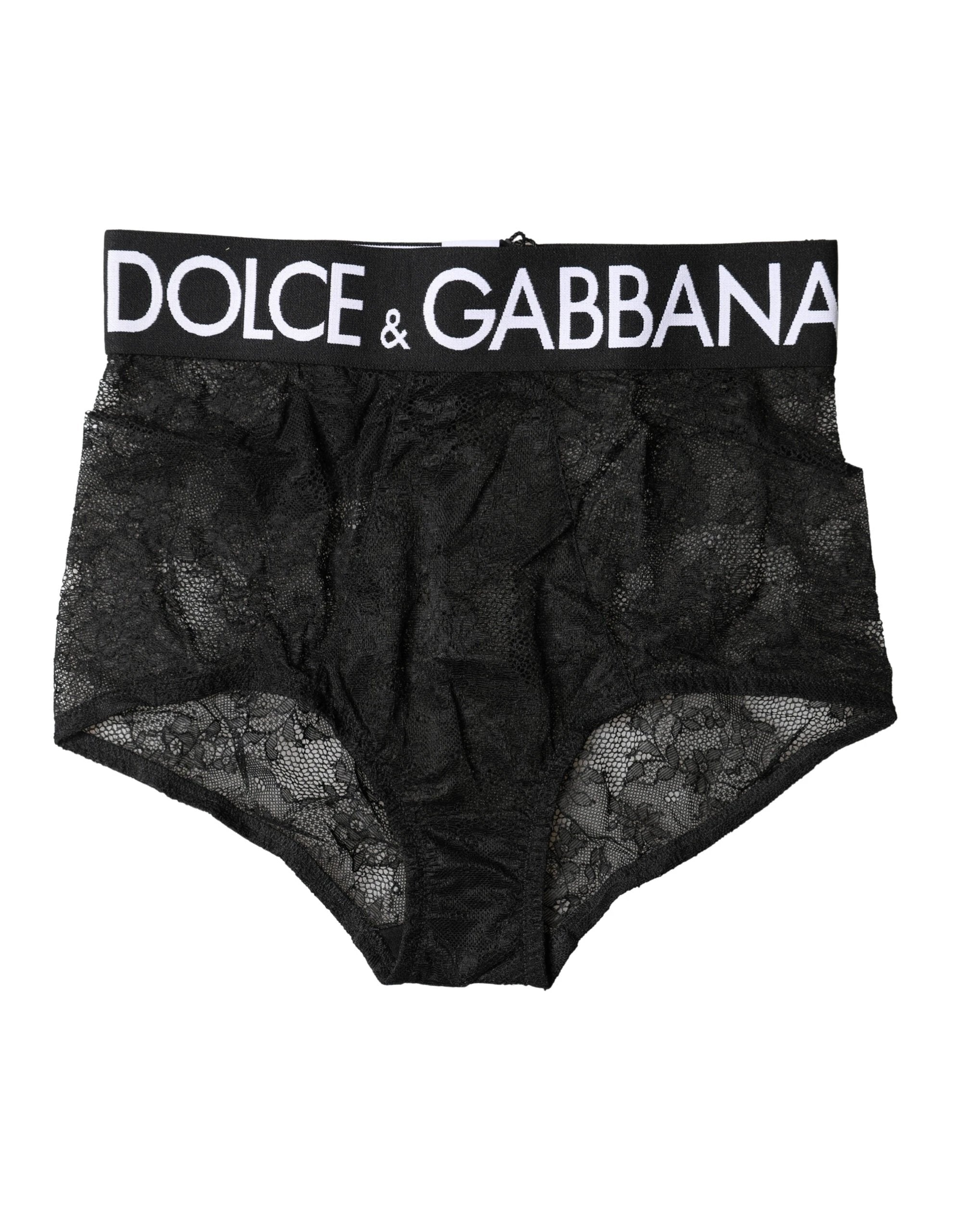 Dolce & Gabbana Black Logo Girdle High Waist Panty Underwear