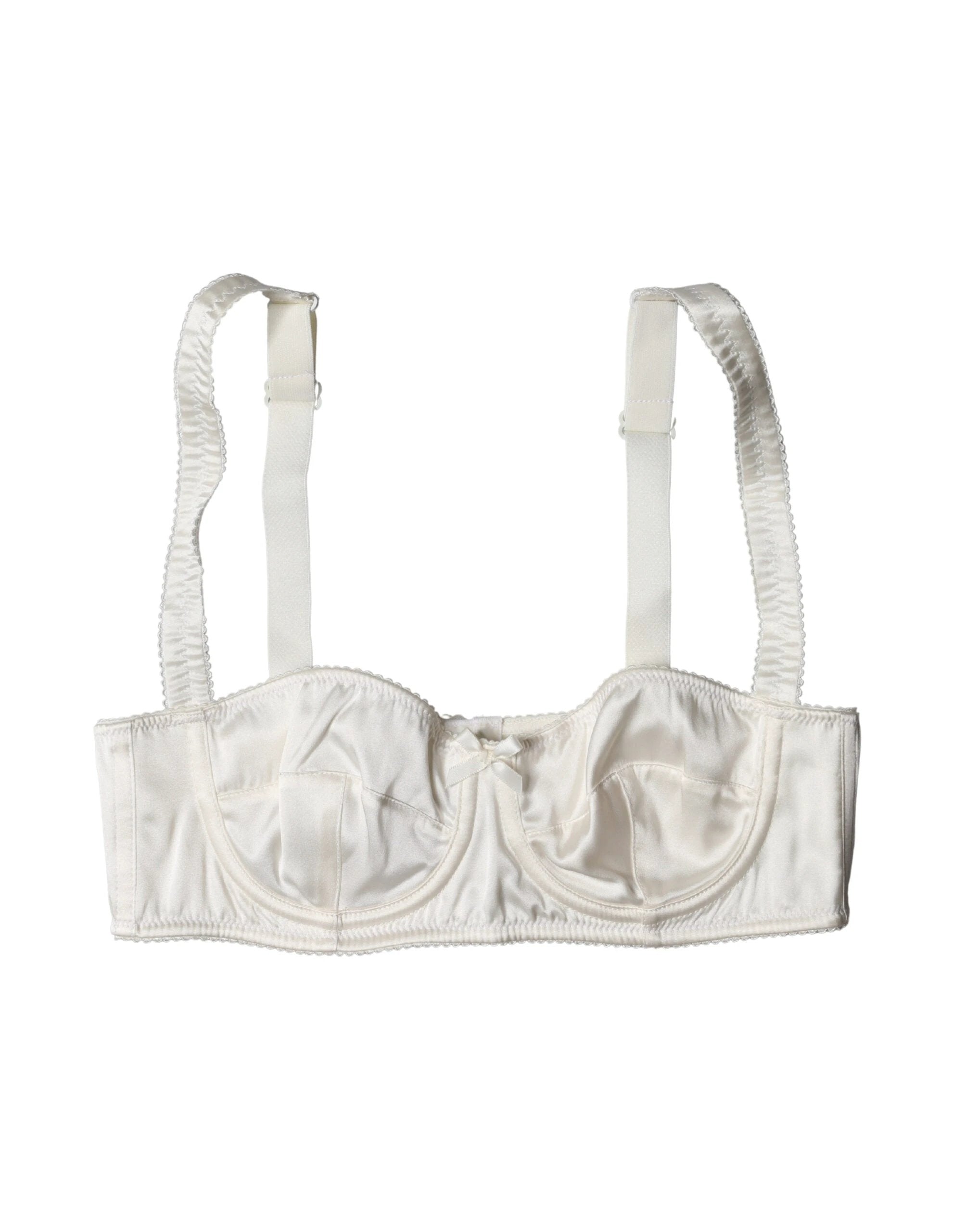 Dolce & Gabbana White Silk Satin Underwire Bra Semi Pad Underwear