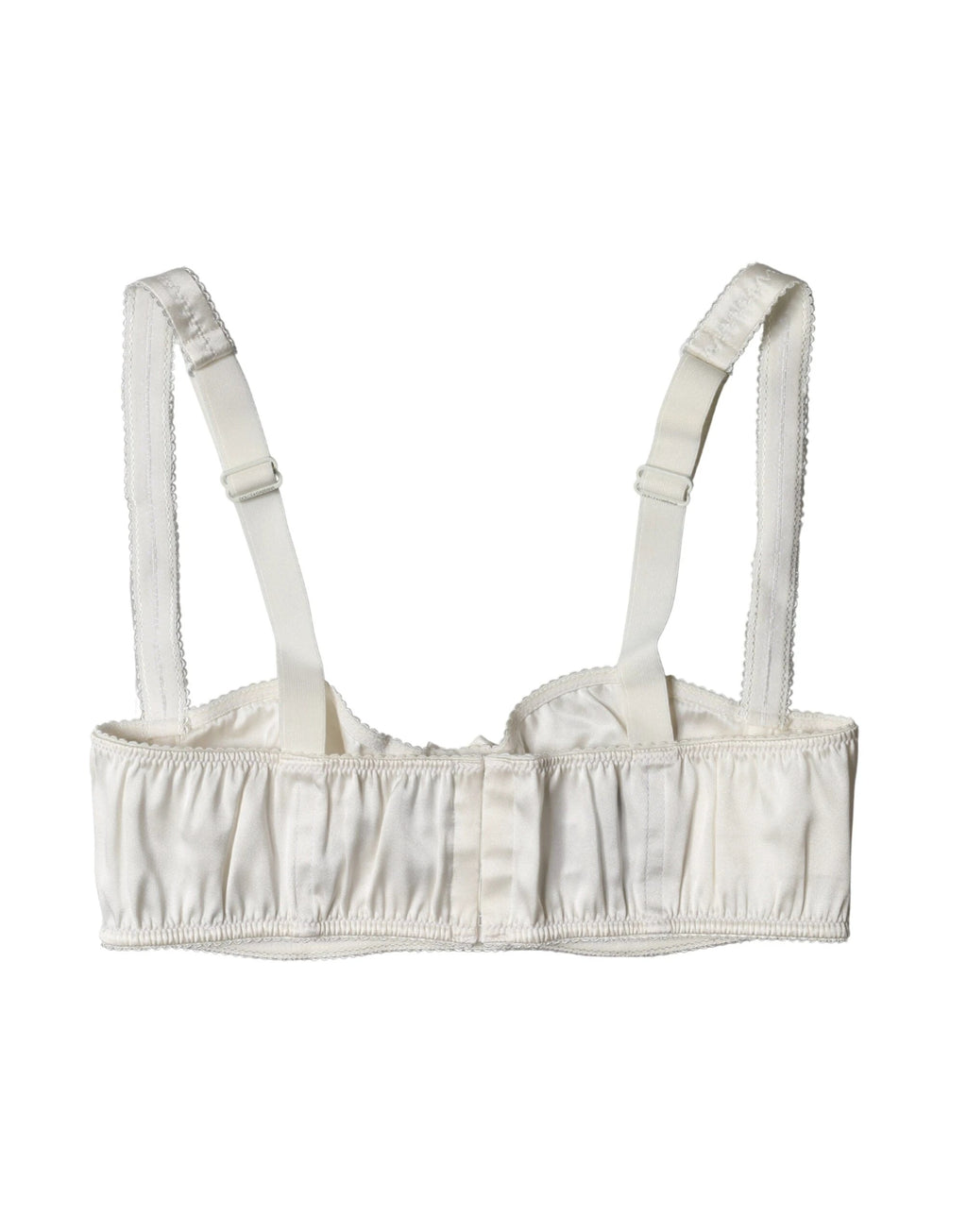 Dolce & Gabbana White Silk Satin Underwire Bra Semi Pad Underwear