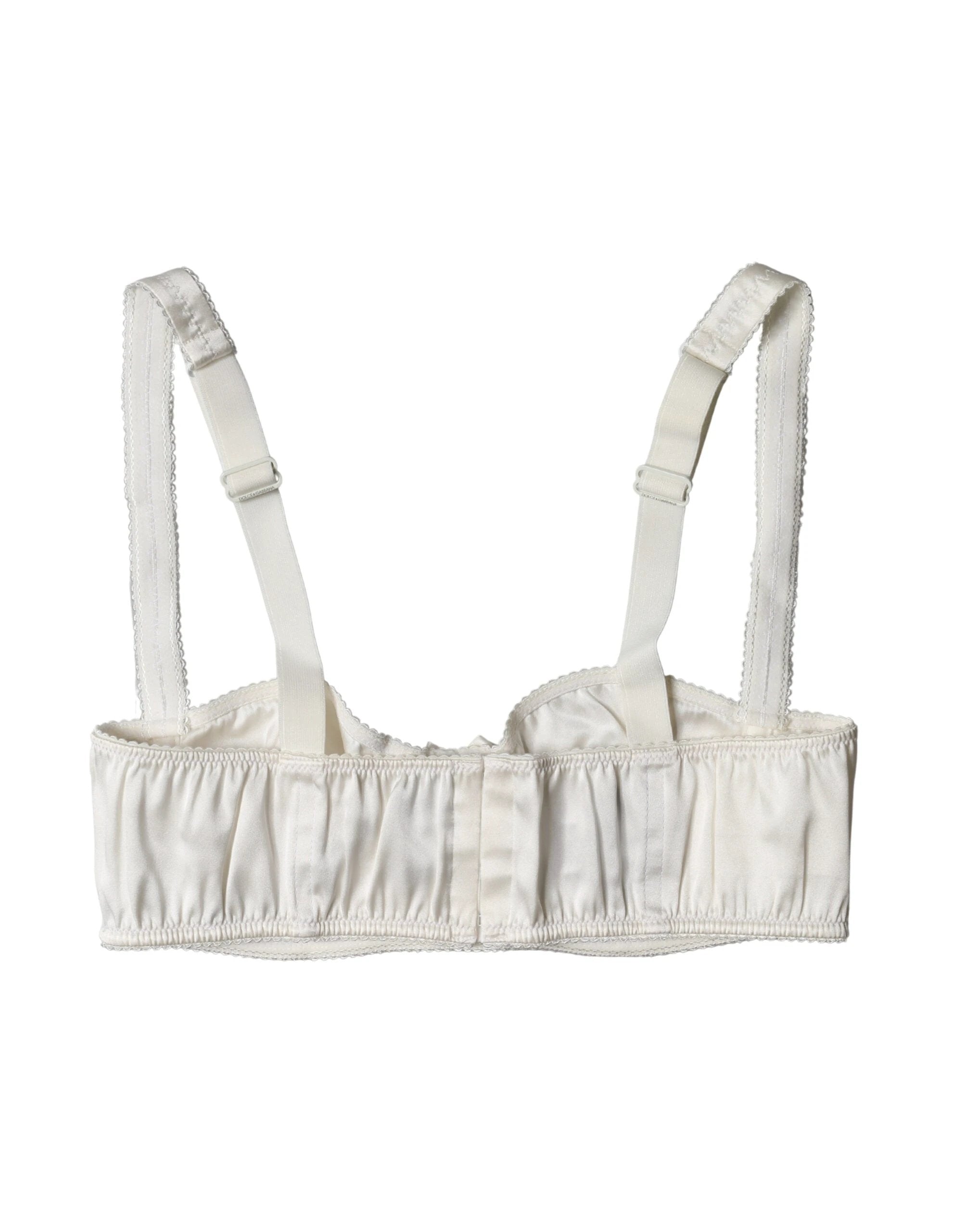Dolce & Gabbana White Silk Satin Underwire Bra Semi Pad Underwear