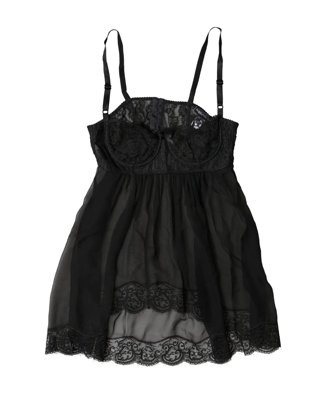 Dolce &amp; Gabbana Haut de lingerie en dentelle florale noire en soie