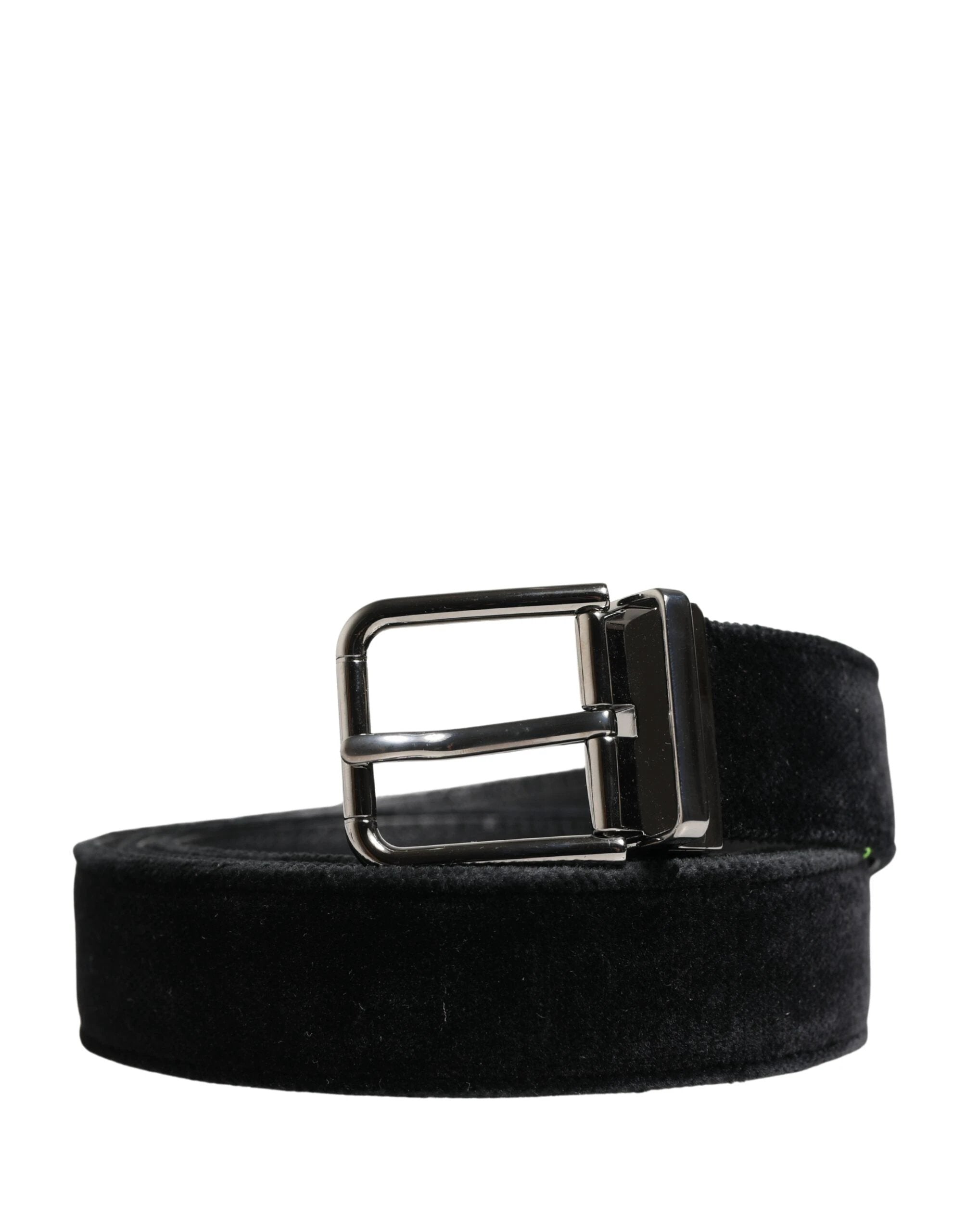 Ceinture homme Dolce &amp; Gabbana en daim noir avec boucle en métal argenté