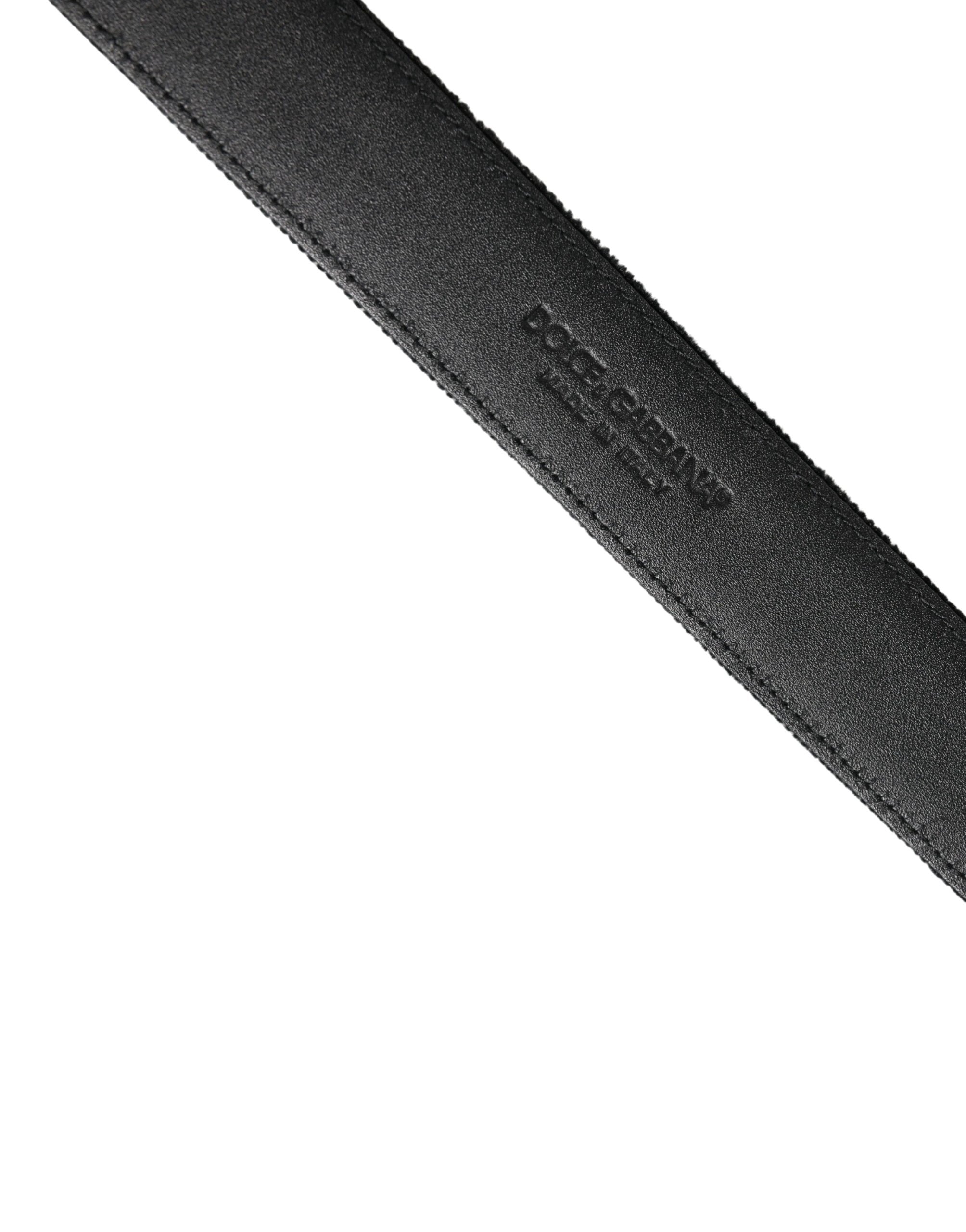 Ceinture homme Dolce &amp; Gabbana en daim noir avec boucle en métal argenté