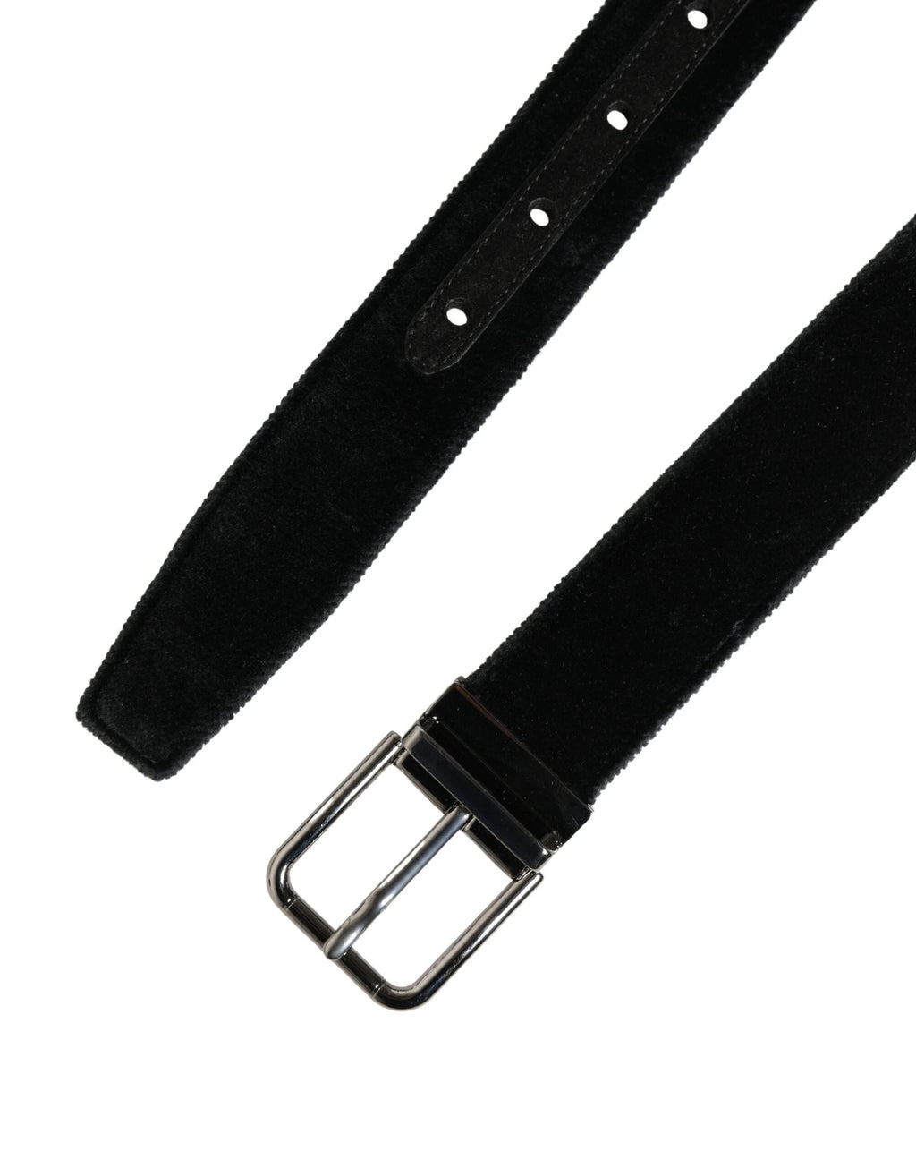 Ceinture homme Dolce &amp; Gabbana en daim noir avec boucle en métal argenté