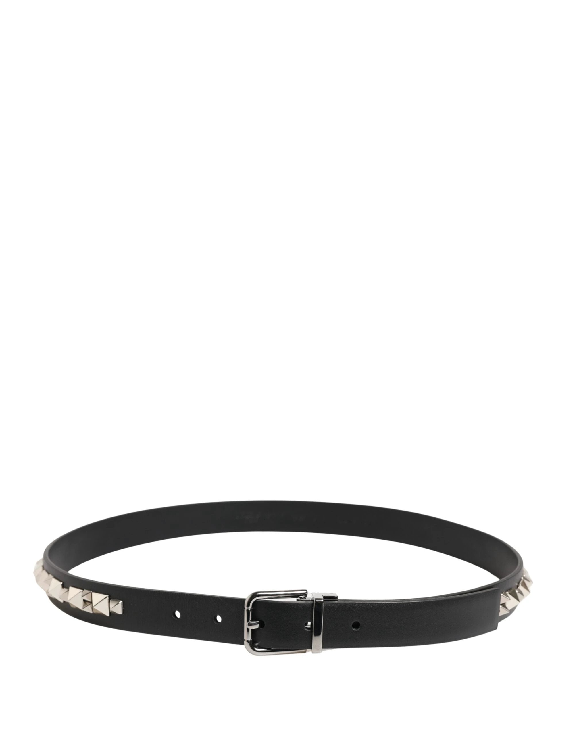 Ceinture Dolce &amp; Gabbana en cuir noir clouté avec boucle argentée