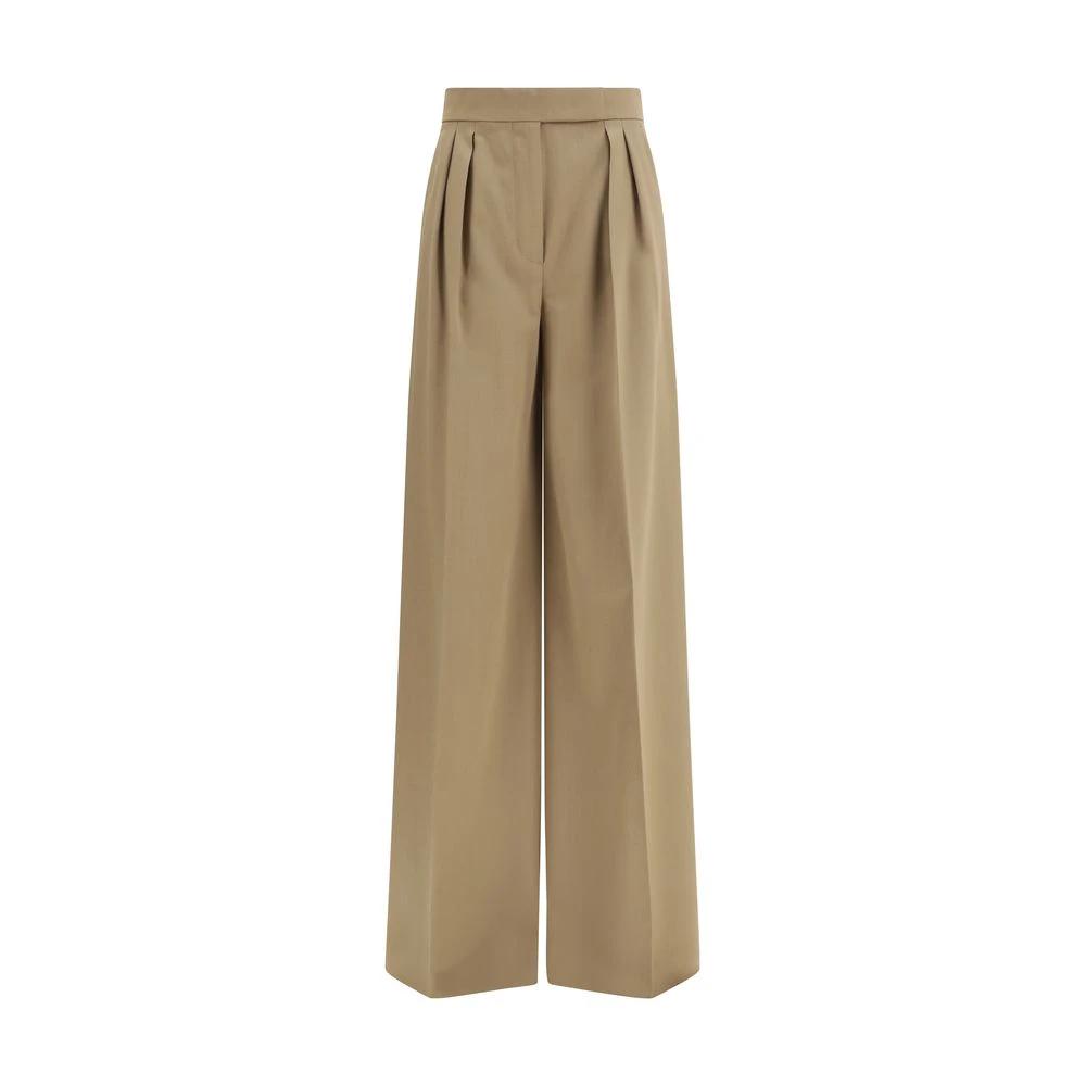 Max Mara Beige Fleece Wool Casual Pants by Max Mara