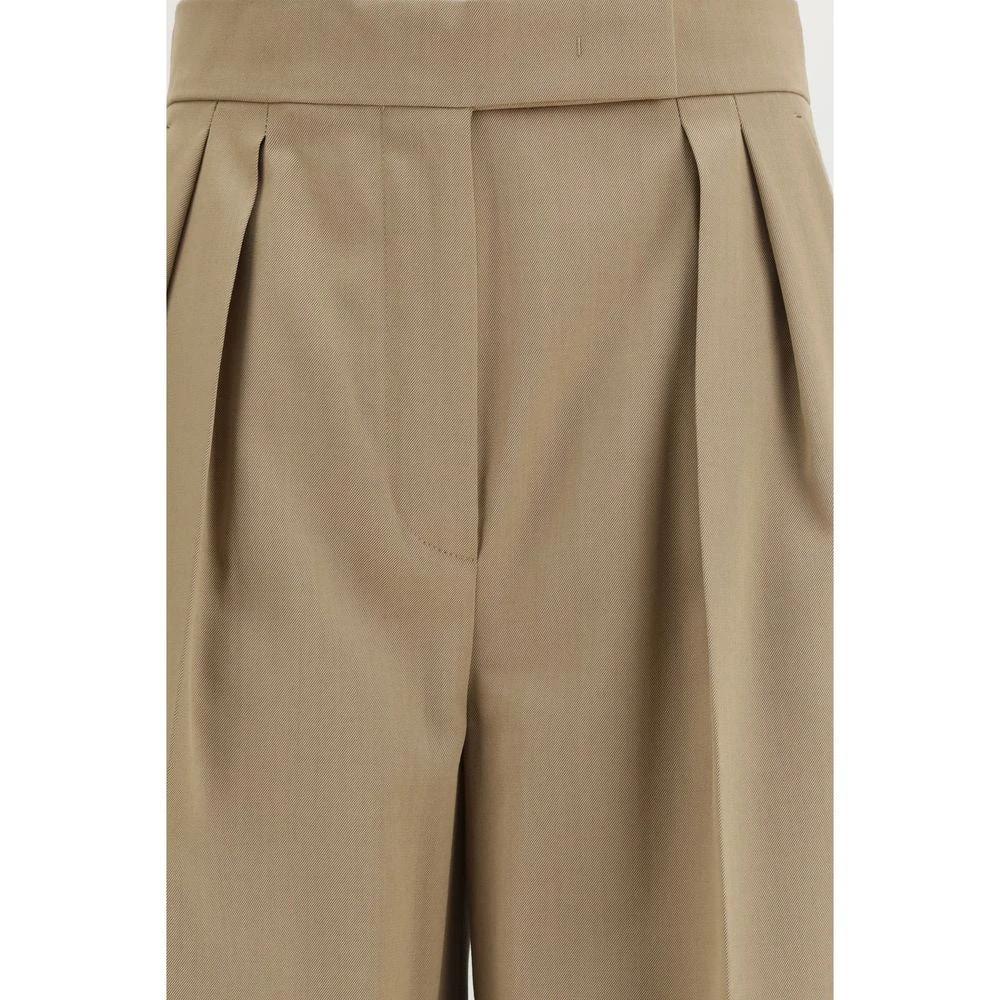 Max Mara Beige Fleece Wool Casual Pants by Max Mara