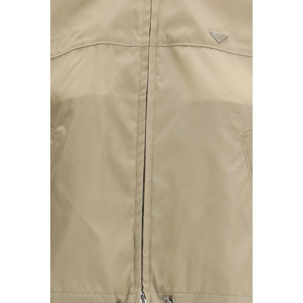 Prada Beige Recycled Polyamide Shell Jacket by Prada