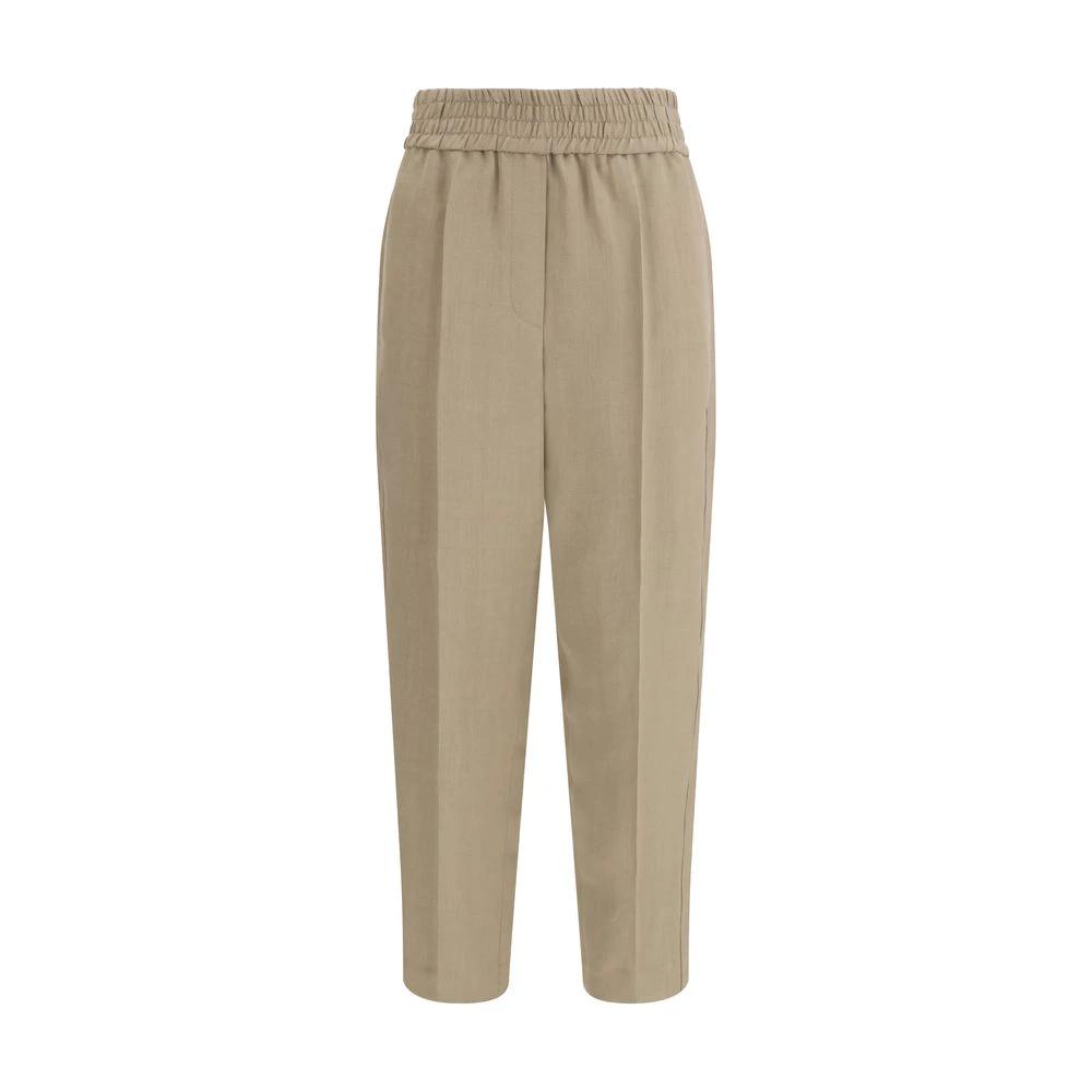 Brunello Cucinelli Pantalon décontracté en viscose beige