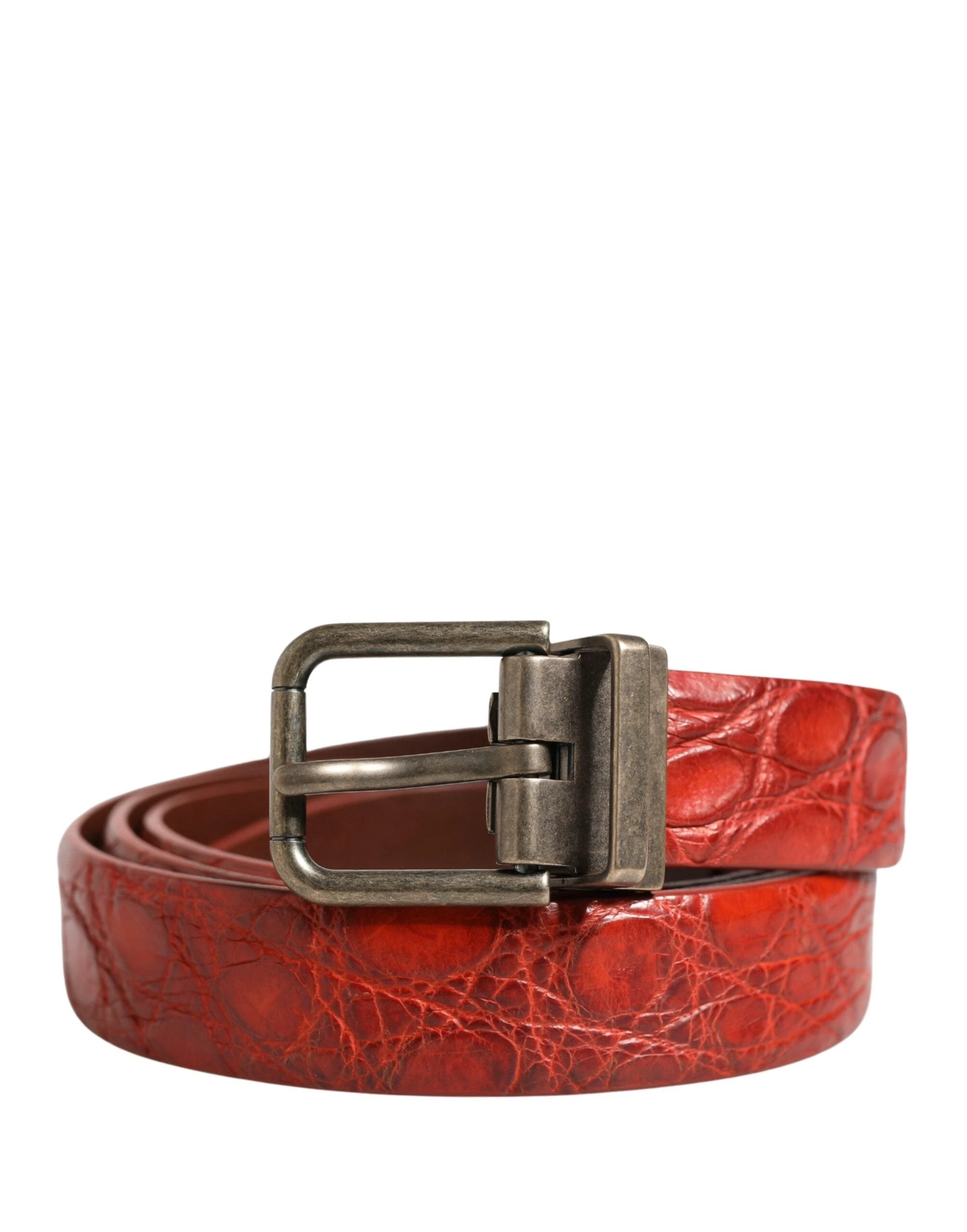 Ceinture homme Dolce &amp; Gabbana en cuir rouge avec boucle en métal doré